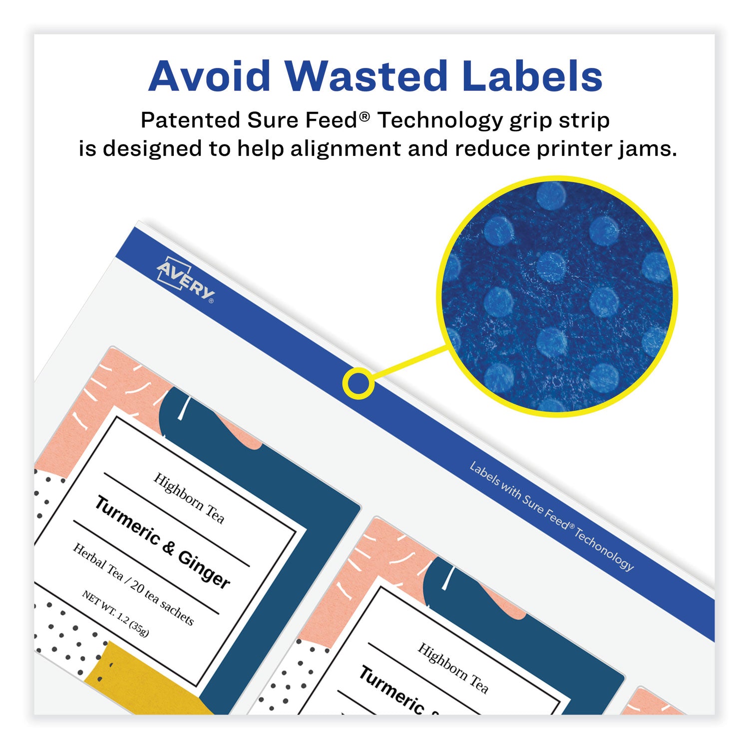 Vibrant Inkjet Color-Print Labels w/ Sure Feed, 1 x 2.63, Matte White, 600/PK -