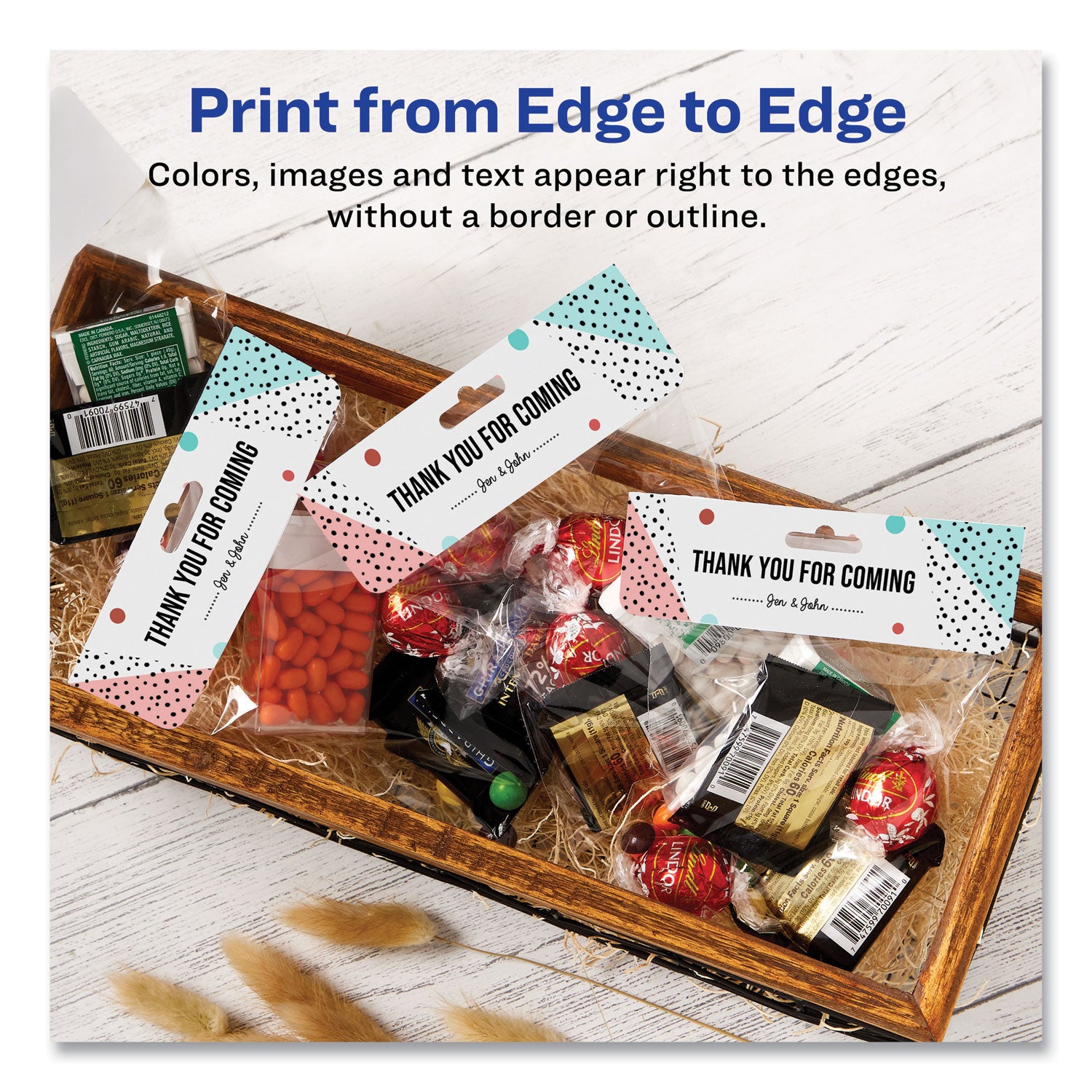 Sure Feed Printable Toppers with Bags, 1.75 x 5, White, 40/Pack -