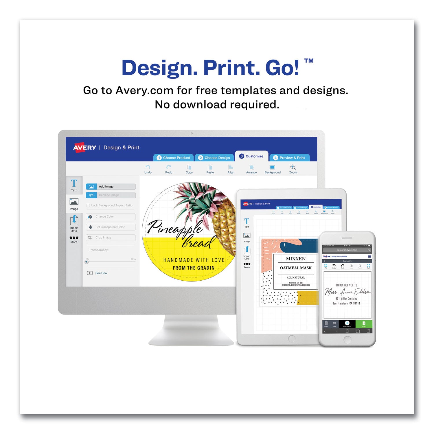 Sure Feed Printable Toppers with Bags, 1.75 x 5, White, 40/Pack -