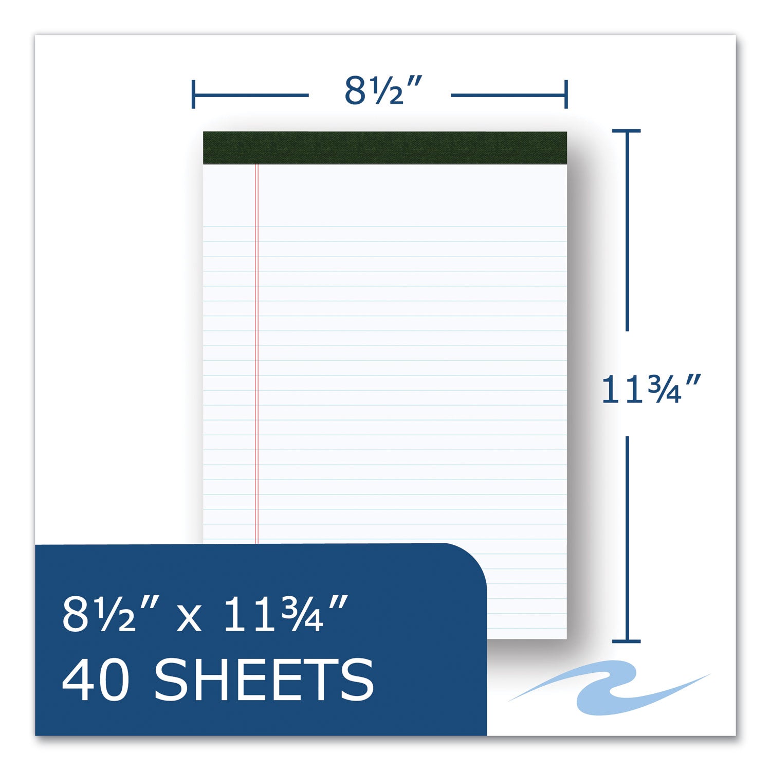 USDA Certified Bio-Preferred Legal Pad, Wide/Legal Rule, 40 White 8.5 x 11.75 Sheets, 12/Pack -