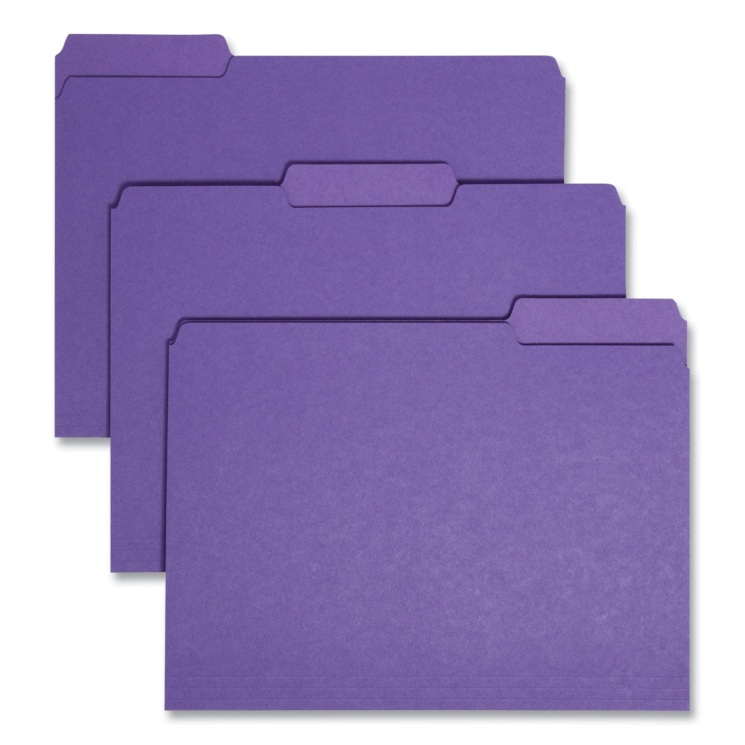 Interior File Folders, 1/3-Cut Tabs: Assorted, Letter Size, 0.75" Expansion, Purple, 100/Box -