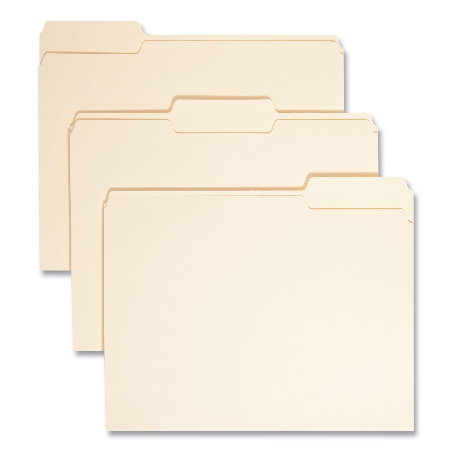 Manila File Folders, 1/3-Cut Tabs: Assorted, Letter Size, 0.75" Expansion, Manila, 100/Box -