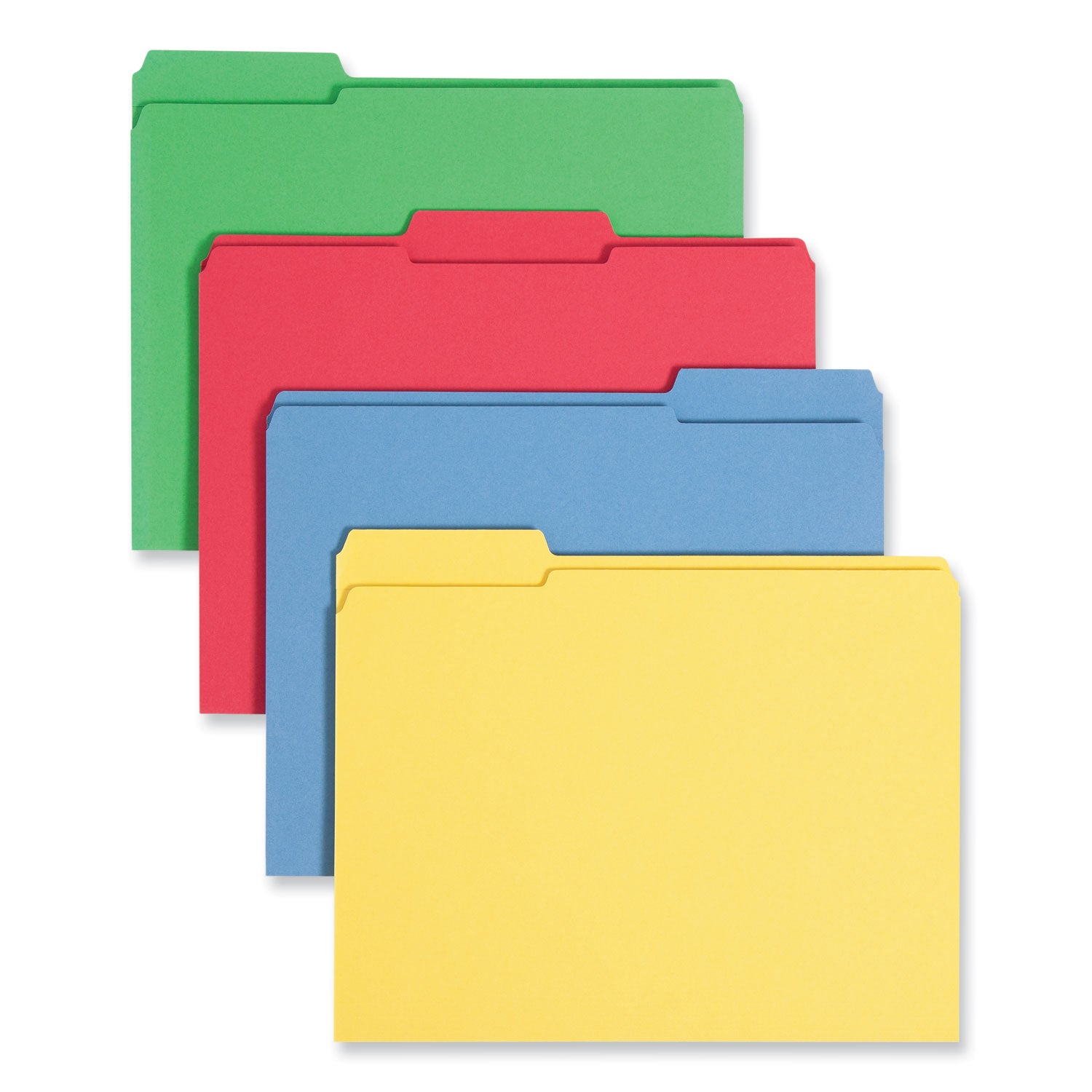 Reinforced Top Tab Colored File Folders, 1/3-Cut Tabs: Assorted, Letter Size, 0.75" Expansion, Assorted Colors, 12/Pack -