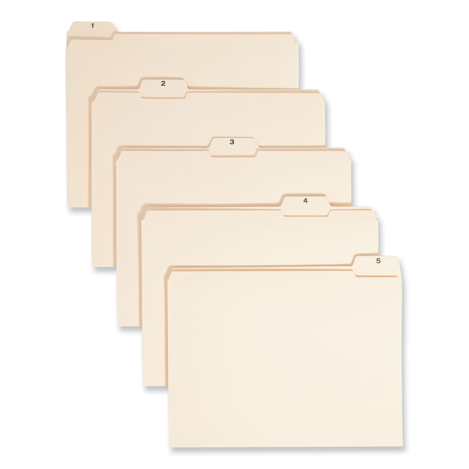 Indexed File Folder Sets, 1/5-Cut Prelabeled Tabs: 1 to 31, Letter Size, 0.75" Expansion, Manila, 31/Set -