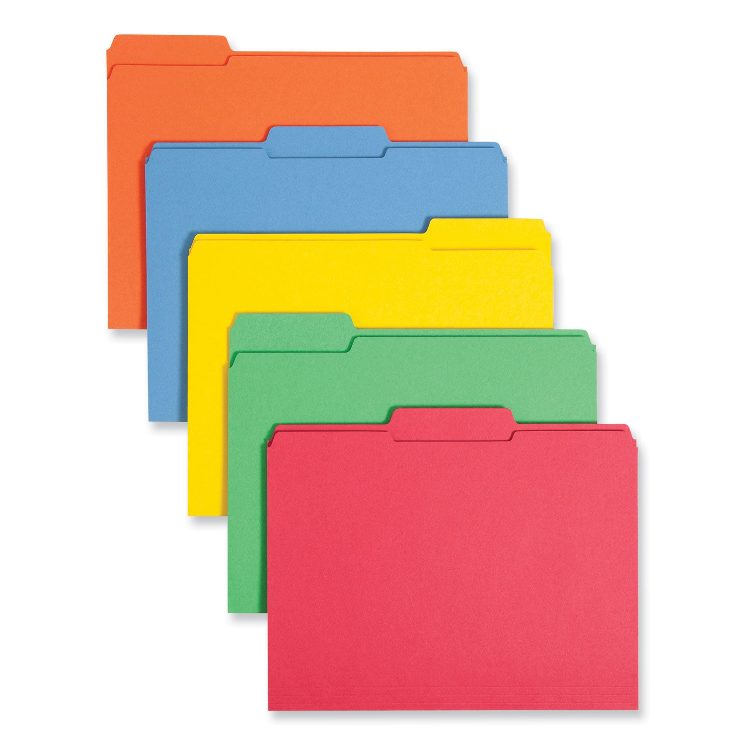 Reinforced Top Tab Colored File Folders, 1/3-Cut Tabs: Assorted, Letter Size, 0.75" Expansion, Assorted Colors, 100/Box -