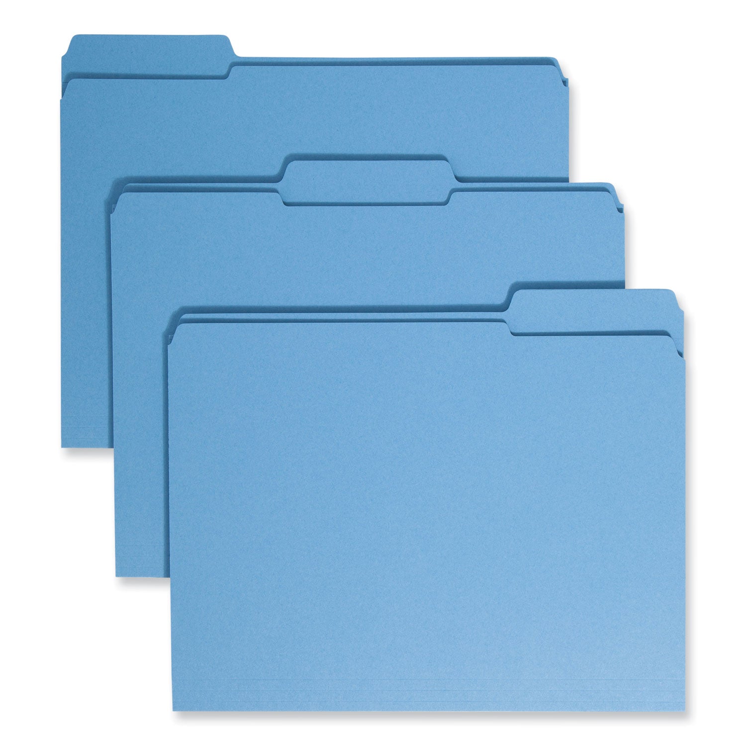 Reinforced Top Tab Colored File Folders, 1/3-Cut Tabs: Assorted, Letter Size, 0.75" Expansion, Blue, 100/Box -