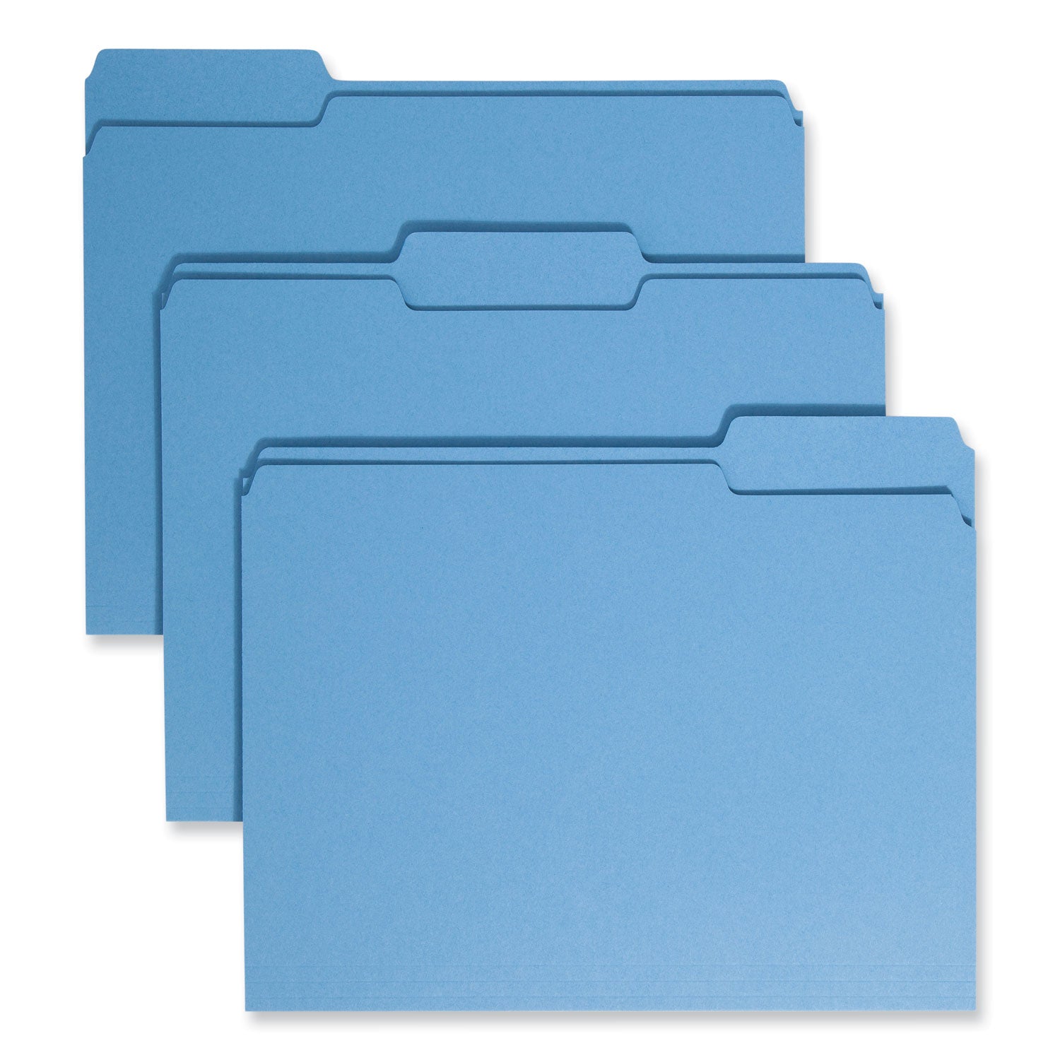 Colored File Folders, 1/3-Cut Tabs: Assorted, Letter Size, 0.75" Expansion, Blue, 100/Box -