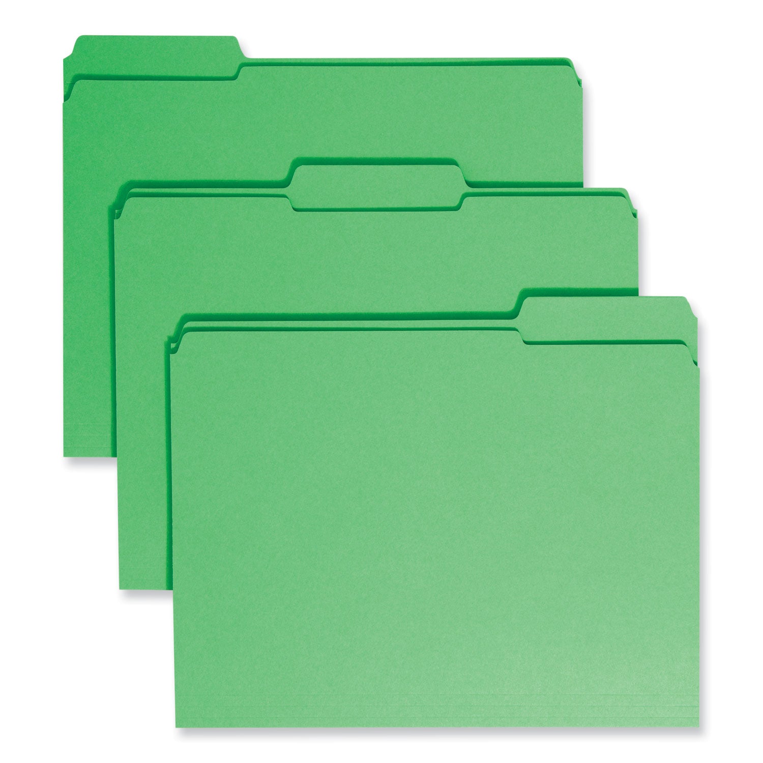 Reinforced Top Tab Colored File Folders, 1/3-Cut Tabs: Assorted, Letter Size, 0.75" Expansion, Green, 100/Box -