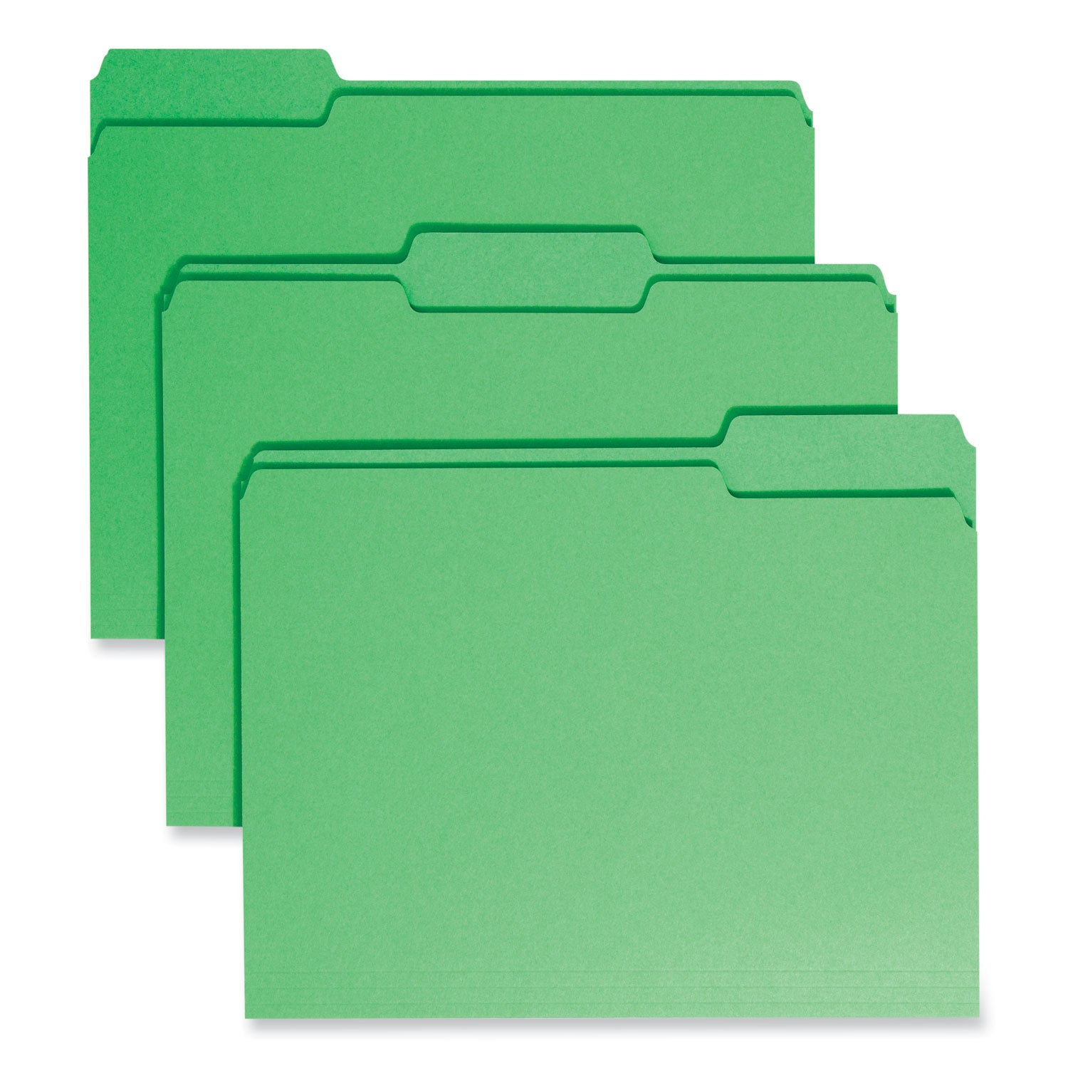 Colored File Folders, 1/3-Cut Tabs: Assorted, Letter Size, 0.75" Expansion, Green, 100/Box -