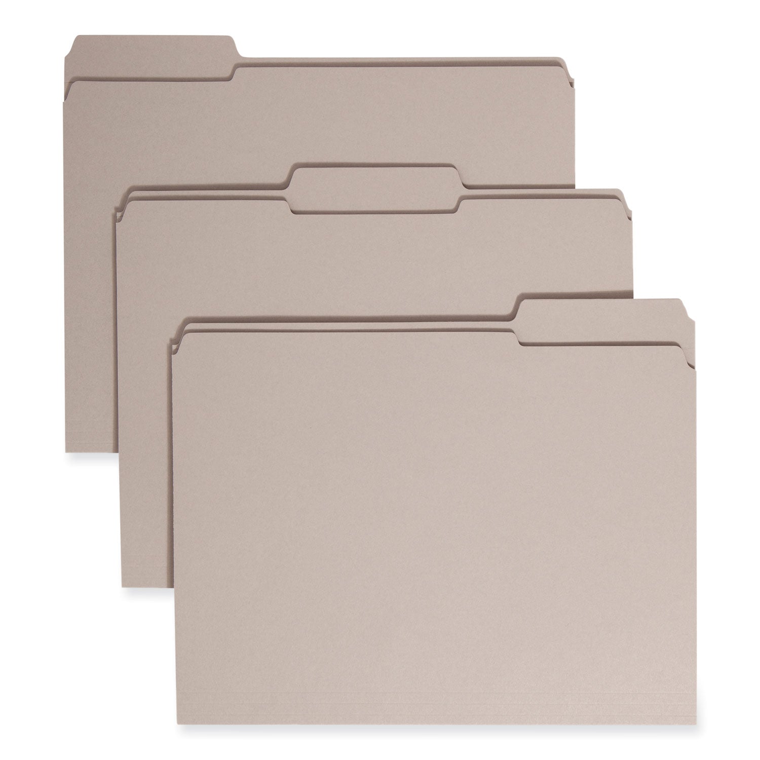 Reinforced Top Tab Colored File Folders, 1/3-Cut Tabs: Assorted, Letter Size, 0.75" Expansion, Gray, 100/Box -