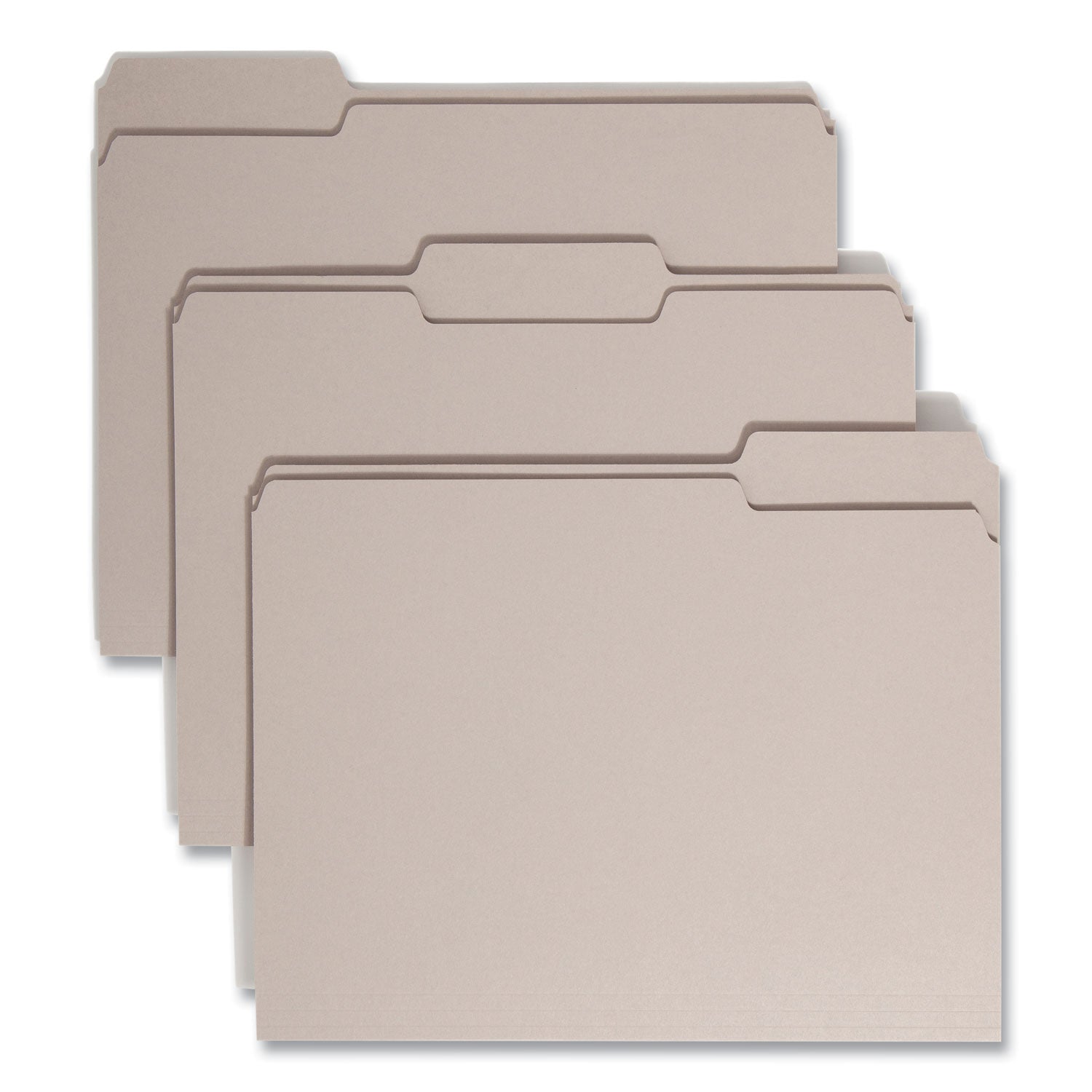 Colored File Folders, 1/3-Cut Tabs: Assorted, Letter Size, 0.75" Expansion, Gray, 100/Box -