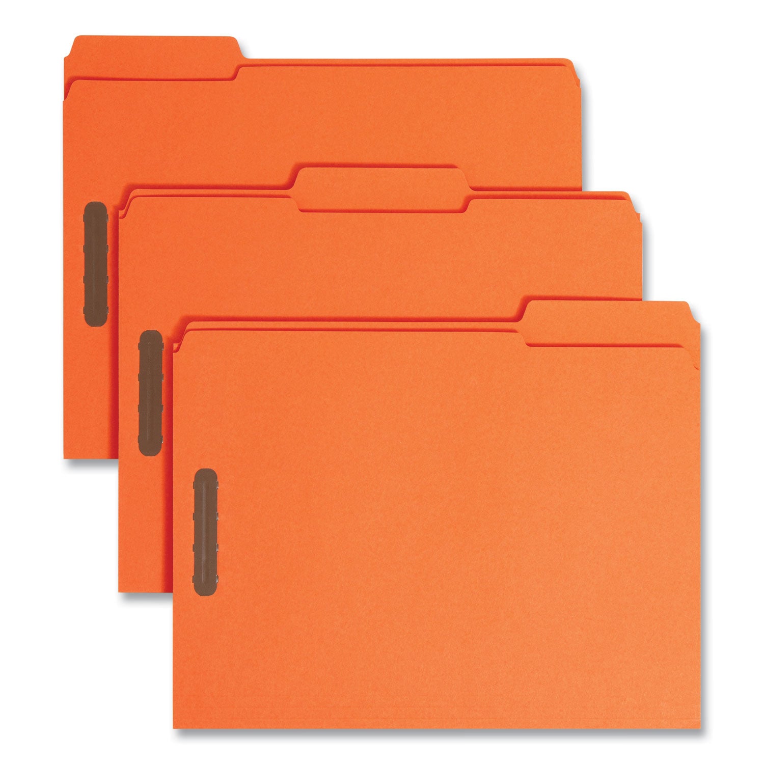 Top Tab Colored Fastener Folders, 0.75" Expansion, 2 Fasteners, Letter Size, Orange Exterior, 50/Box -