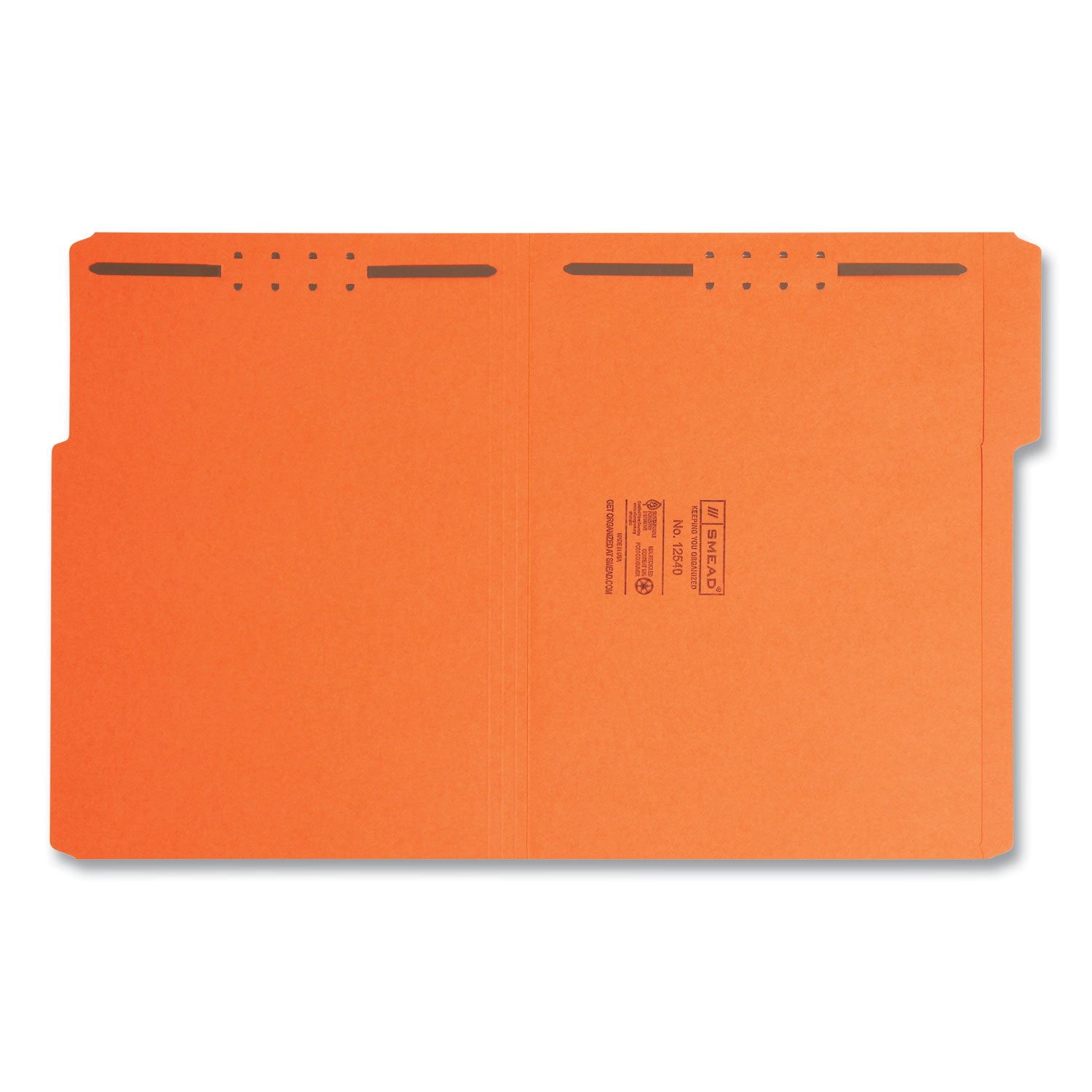 Top Tab Colored Fastener Folders, 0.75" Expansion, 2 Fasteners, Letter Size, Orange Exterior, 50/Box -