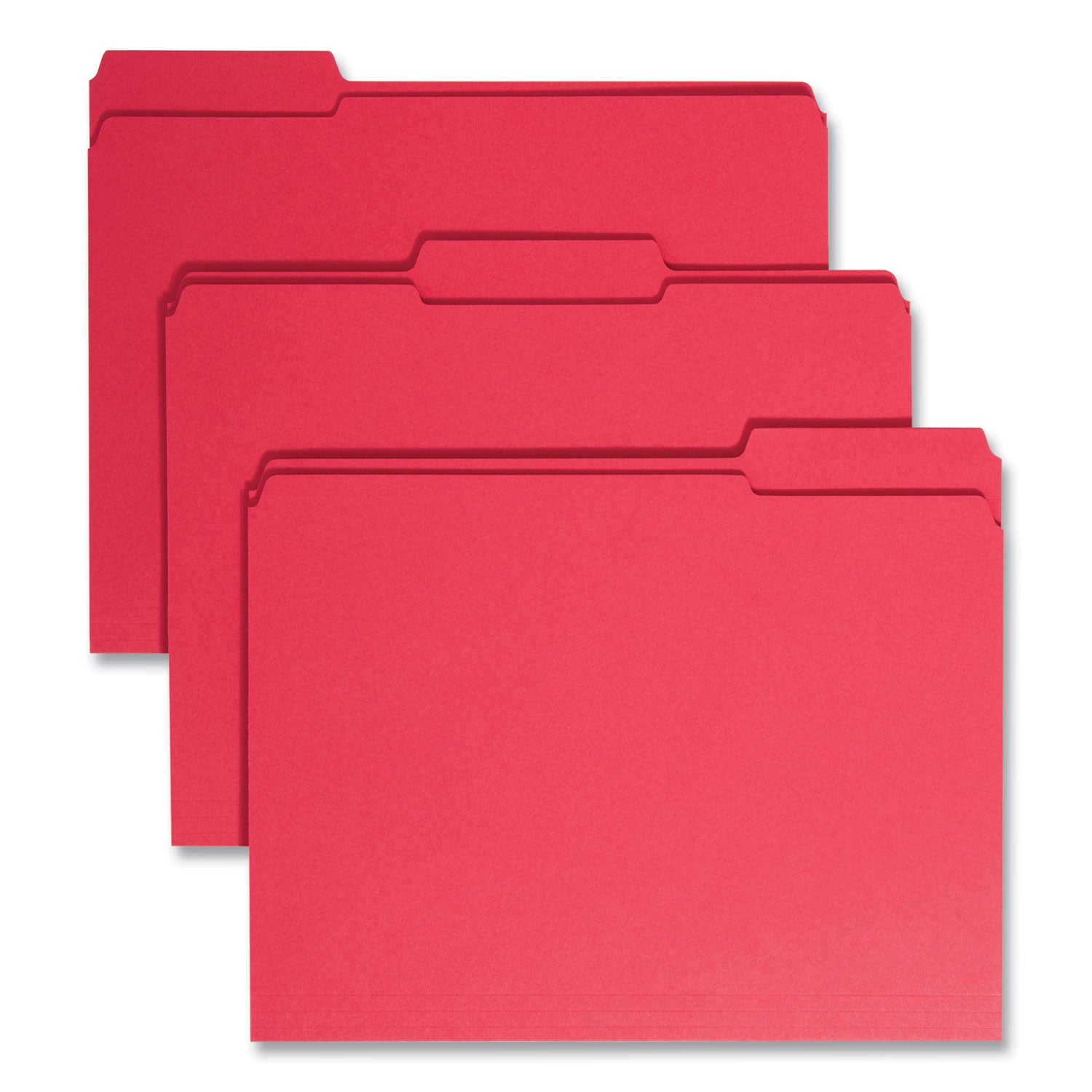 Reinforced Top Tab Colored File Folders, 1/3-Cut Tabs: Assorted, Letter Size, 0.75" Expansion, Red, 100/Box -