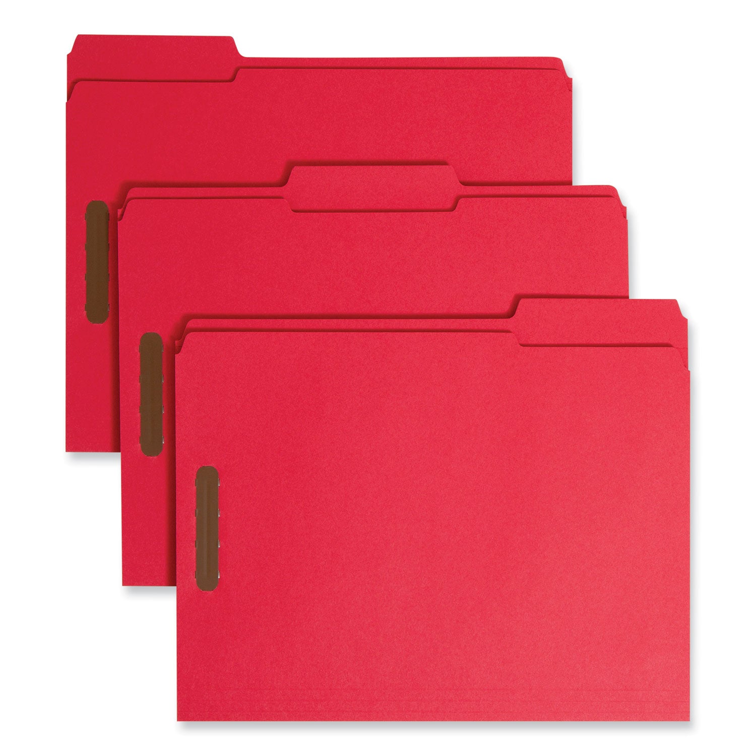 Top Tab Colored Fastener Folders, 0.75" Expansion, 2 Fasteners, Letter Size, Red Exterior, 50/Box -