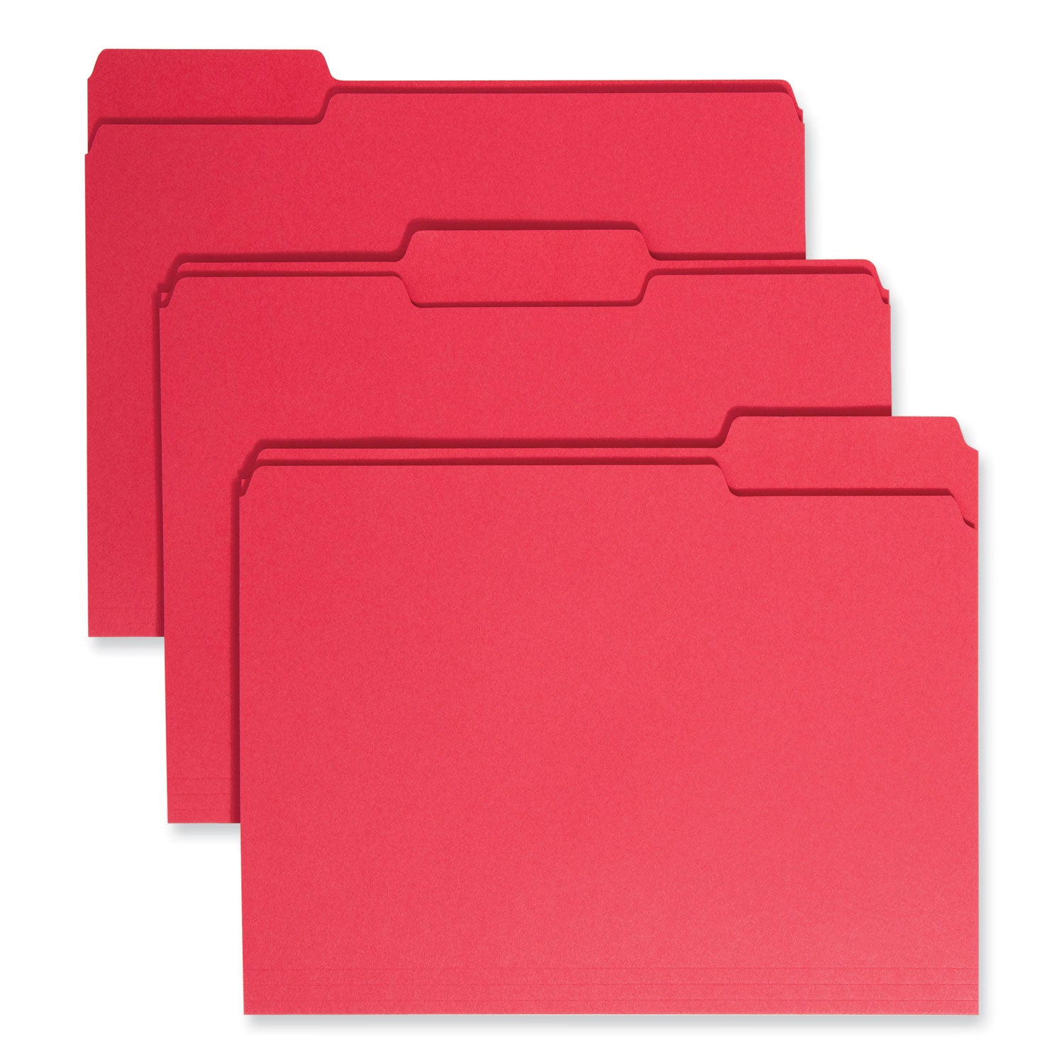 Colored File Folders, 1/3-Cut Tabs: Assorted, Letter Size, 0.75" Expansion, Red, 100/Box -