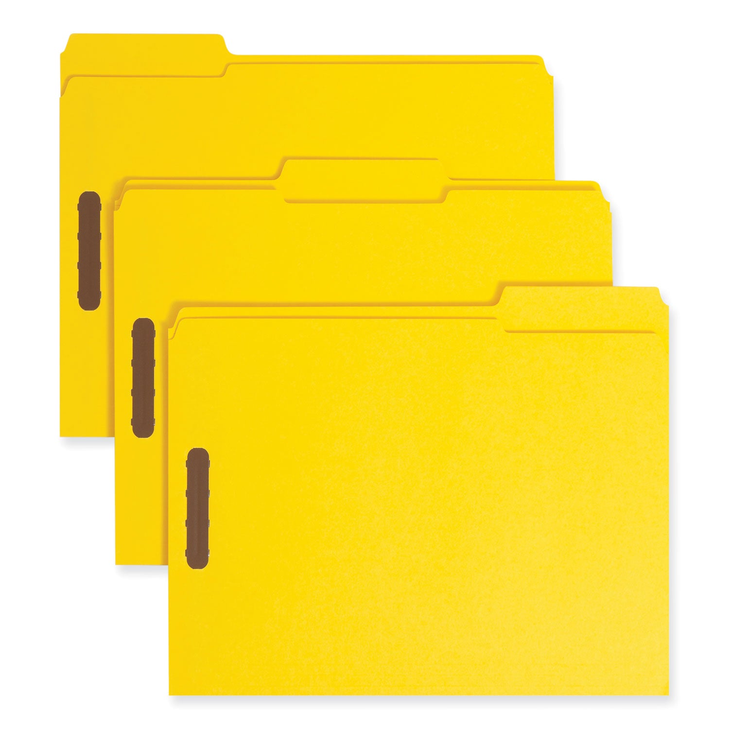 Top Tab Colored Fastener Folders, 0.75" Expansion, 2 Fasteners, Letter Size, Yellow Exterior, 50/Box -