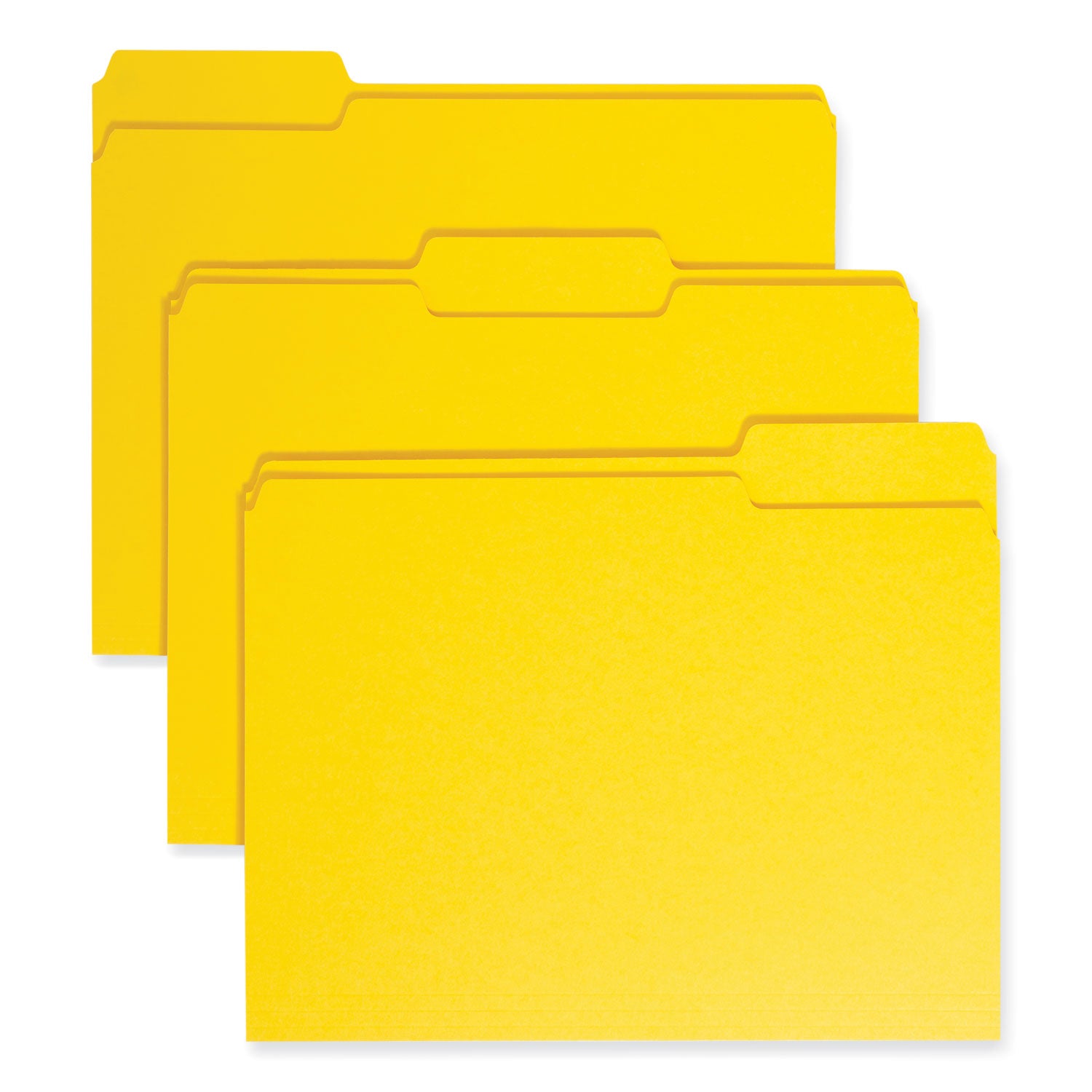 Colored File Folders, 1/3-Cut Tabs: Assorted, Letter Size, 0.75" Expansion, Yellow, 100/Box -