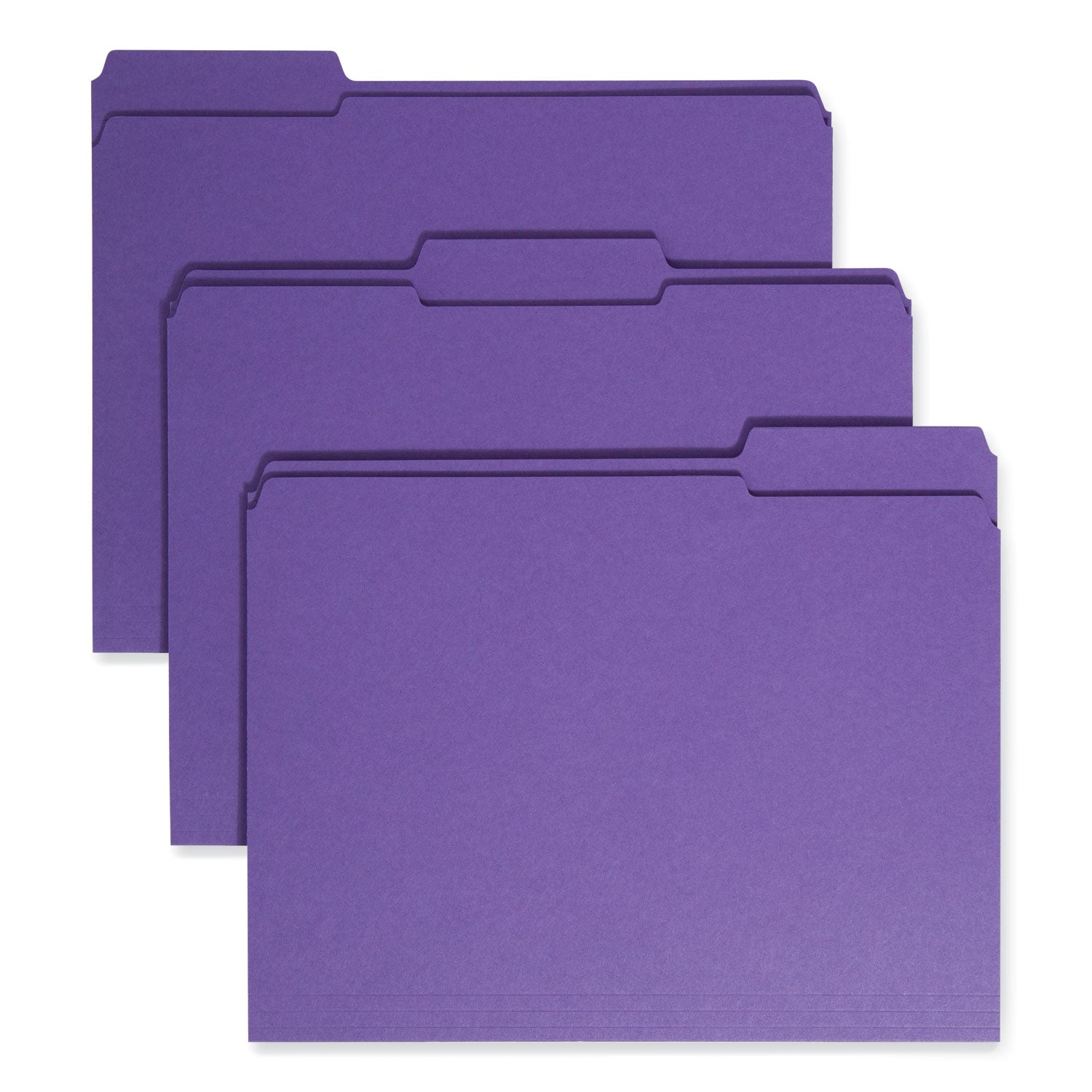 Reinforced Top Tab Colored File Folders, 1/3-Cut Tabs: Assorted, Letter Size, 0.75" Expansion, Purple, 100/Box -