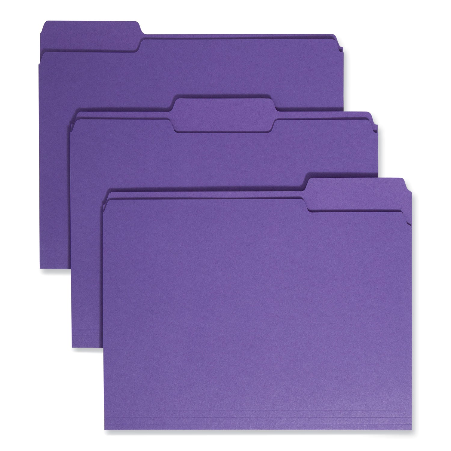 Colored File Folders, 1/3-Cut Tabs: Assorted, Letter Size, 0.75" Expansion, Purple, 100/Box -