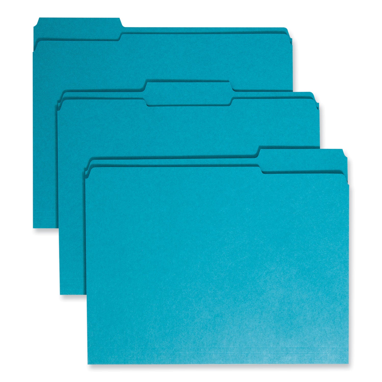 Reinforced Top Tab Colored File Folders, 1/3-Cut Tabs: Assorted, Letter Size, 0.75" Expansion, Teal, 100/Box -