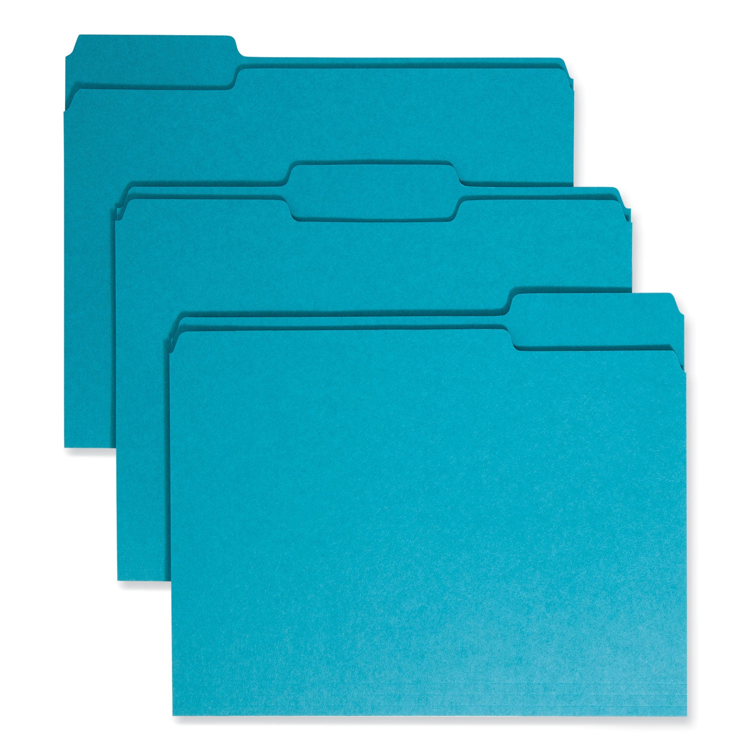 Colored File Folders, 1/3-Cut Tabs: Assorted, Letter Size, 0.75" Expansion, Teal, 100/Box -
