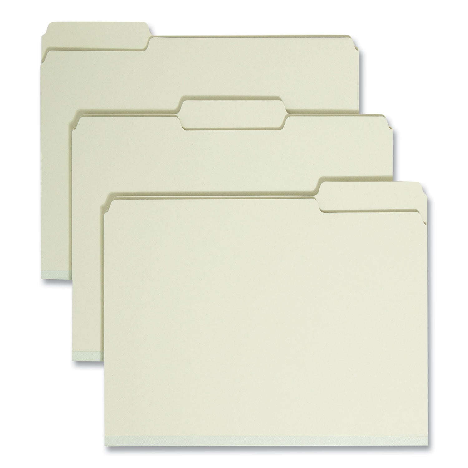 Expanding Recycled Heavy Pressboard Folders, 1/3-Cut Tabs: Assorted, Letter Size, 1" Expansion, Gray-Green, 25/Box -