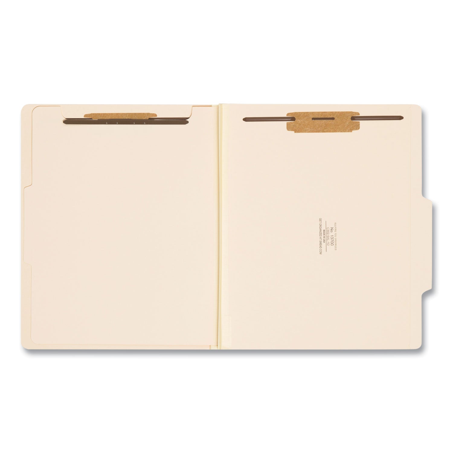 Four-Section Top Tab Classification Folders, 2" Expansion, 1 Divider, 4 Fasteners, Letter Size, Manila, 10/Box -