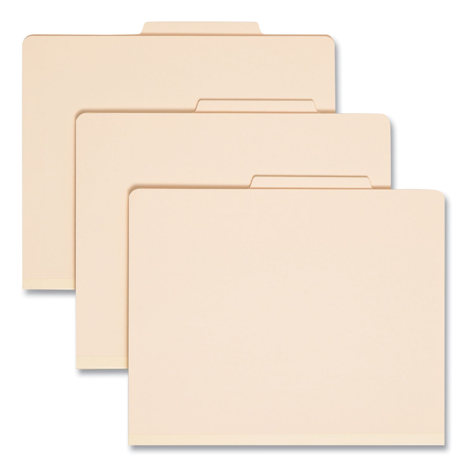 Four-Section Top Tab Classification Folders, 2" Expansion, 1 Divider, 4 Fasteners, Letter Size, Manila, 10/Box -