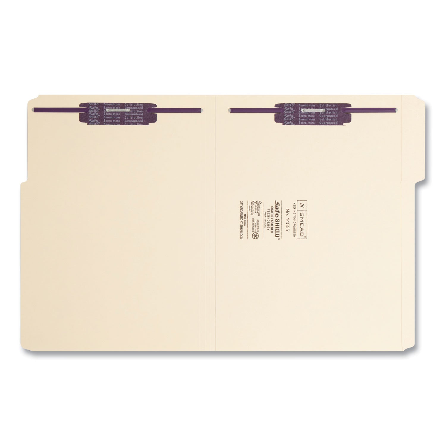 Manila Fastener Folders with SafeSHIELD Coated Fasteners, 0.75" Expansion, 2 Fasteners, Letter Size, Manila Exterior, 50/Box -