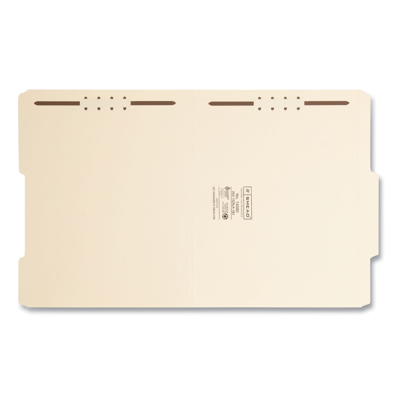 Top Tab Fastener Folders, Guide-Height 2/5-Cut Tabs, 0.75" Expansion, 2 Fasteners, Letter Size, 11-pt Manila, 50/Box -