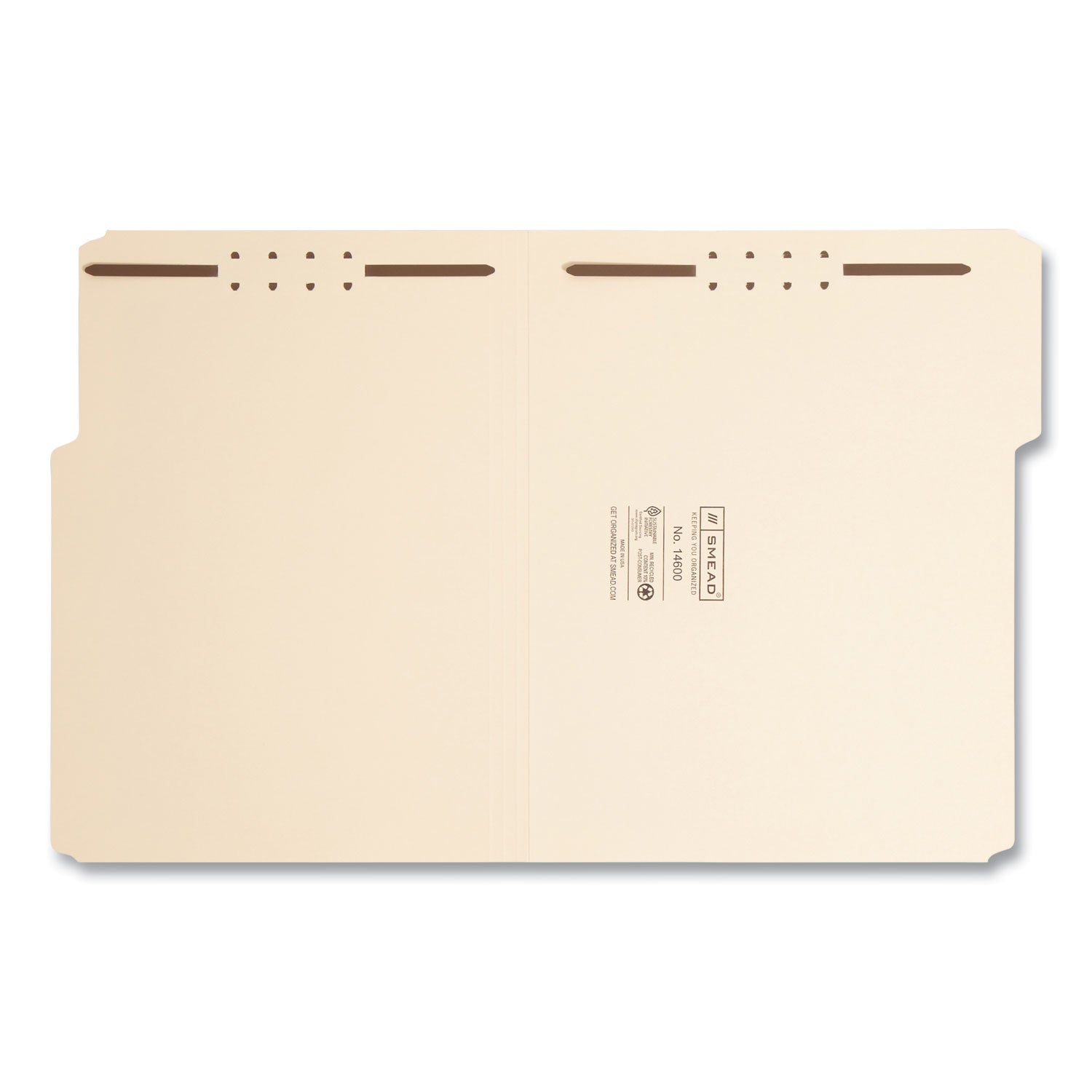 Top Tab Heavyweight Manila Fastener Folders, 0.75" Expansion, 2 Fasteners, Letter Size, Manila Exterior, 50/Box -