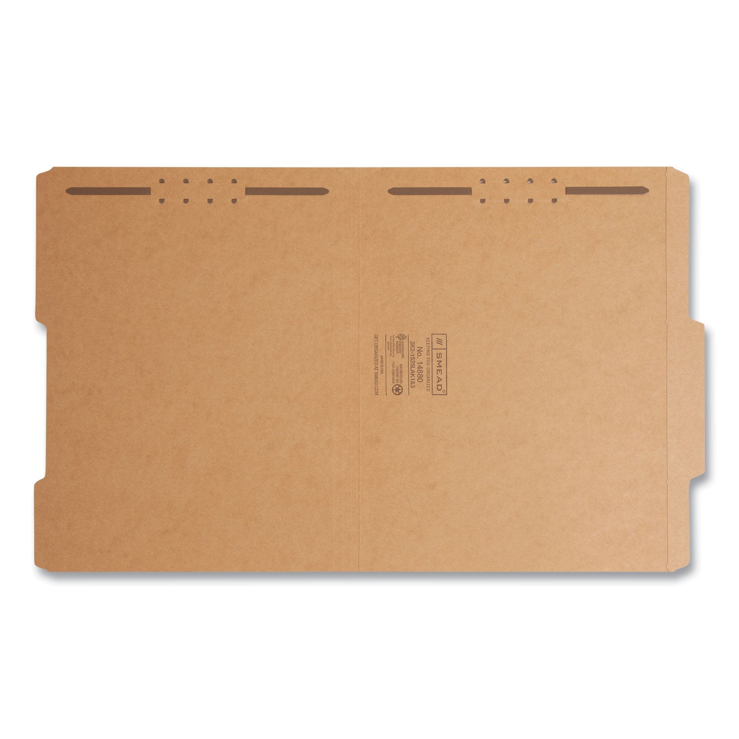 Top Tab Fastener Folders, Guide-Height 2/5-Cut Tabs, 0.75" Expansion, 2 Fasteners, Letter Size, 11-pt Kraft, 50/Box -