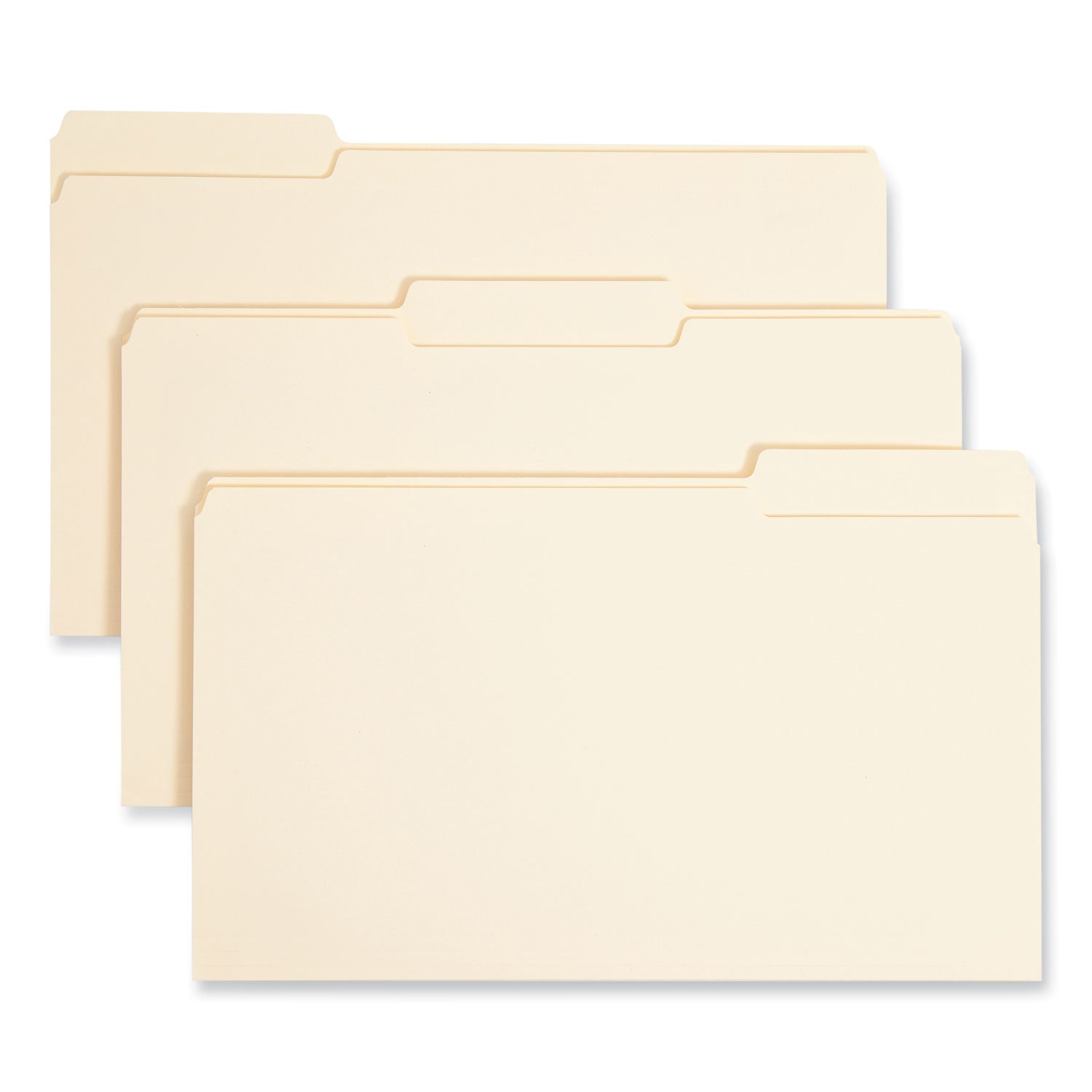 Interior File Folders, 1/3-Cut Tabs: Assorted, Legal Size, 0.75" Expansion, Manila, 100/Box -