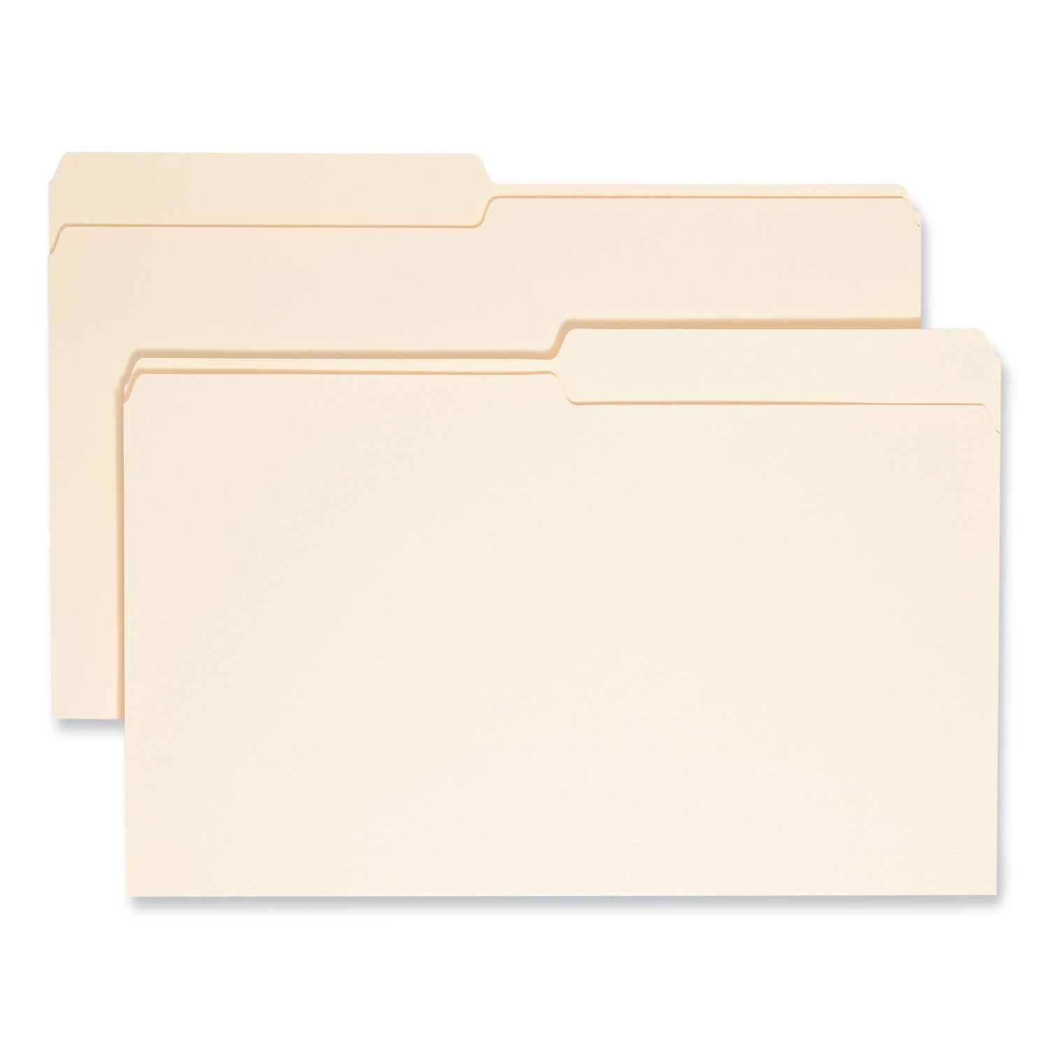 Manila File Folders, 1/2-Cut Tabs: Assorted, Legal Size, 0.75" Expansion, Manila, 100/Box -
