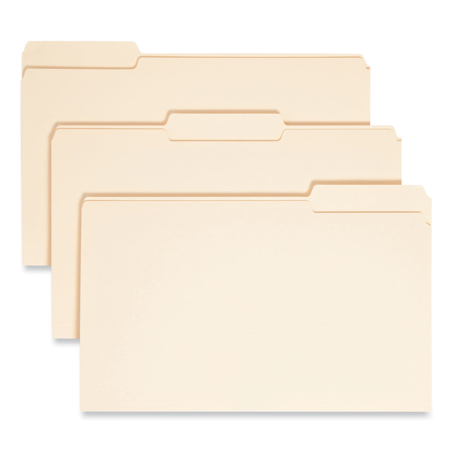 Manila File Folders, 1/3-Cut Tabs: Assorted, Legal Size, 0.75" Expansion, Manila, 100/Box -