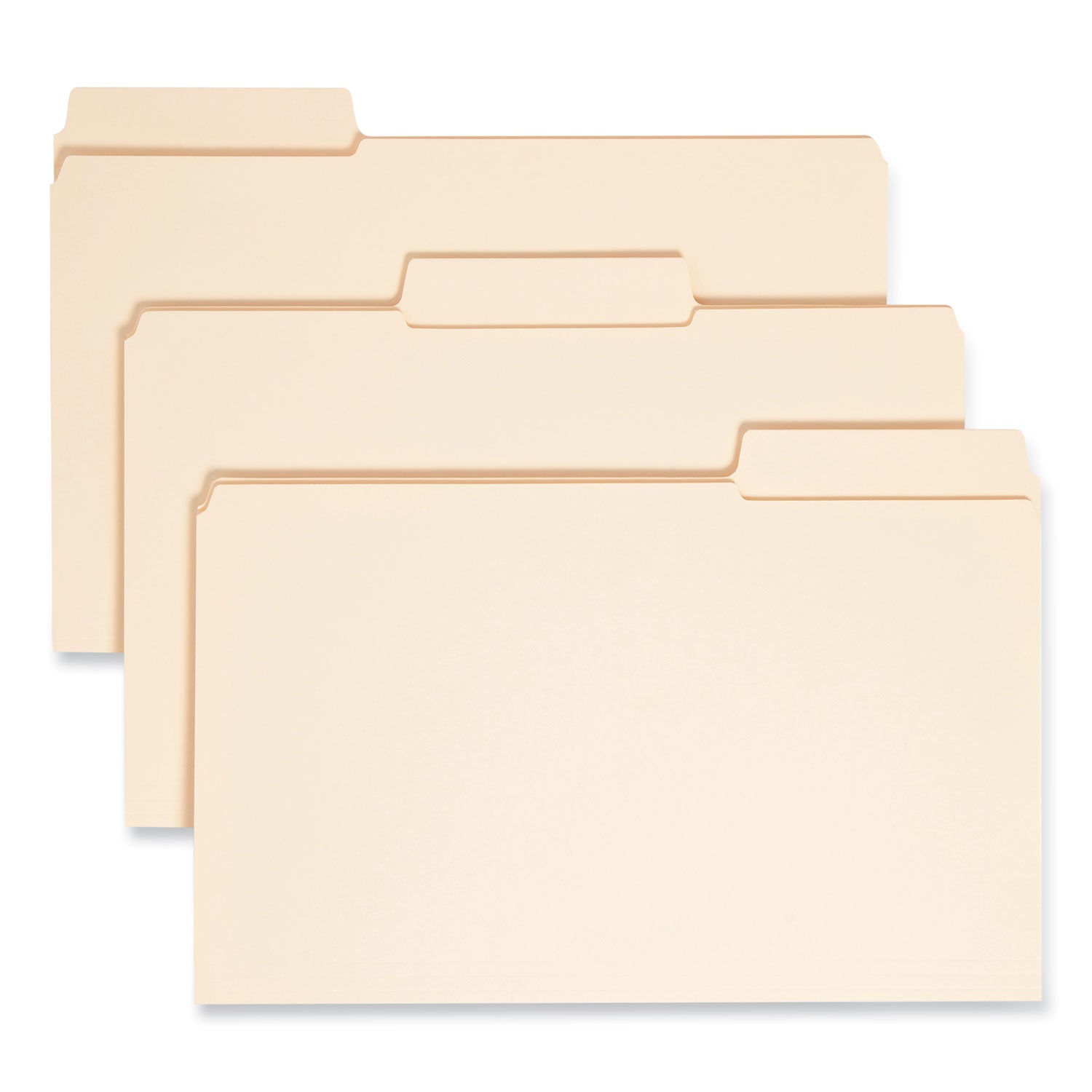 SuperTab Reinforced Guide Height Top Tab Folders, 1/3-Cut Tabs: Assorted, Legal Size, 0.75" Expansion, Manila, 100/Box -