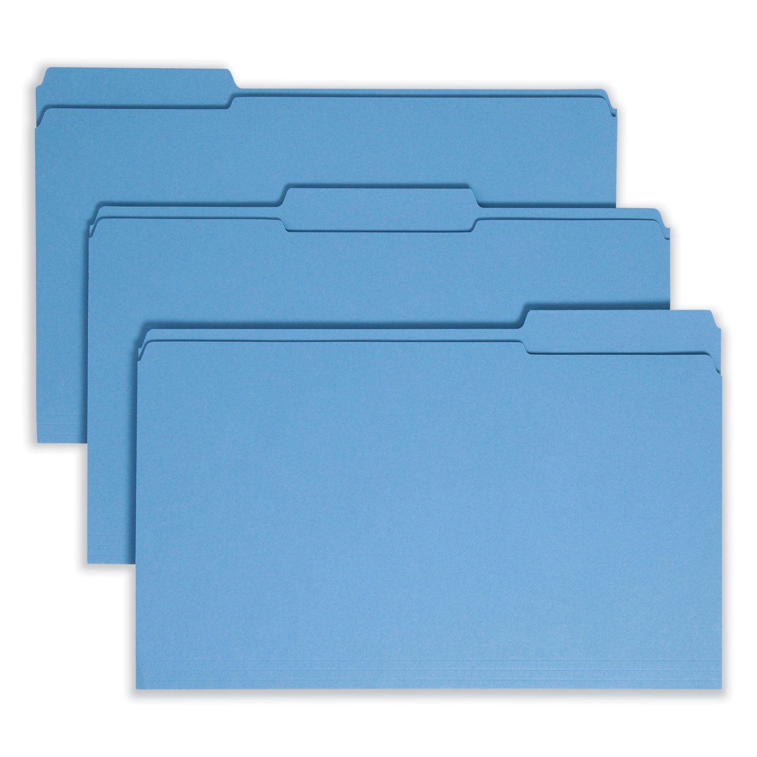 Reinforced Top Tab Colored File Folders, 1/3-Cut Tabs: Assorted, Legal Size, 0.75" Expansion, Blue, 100/Box -