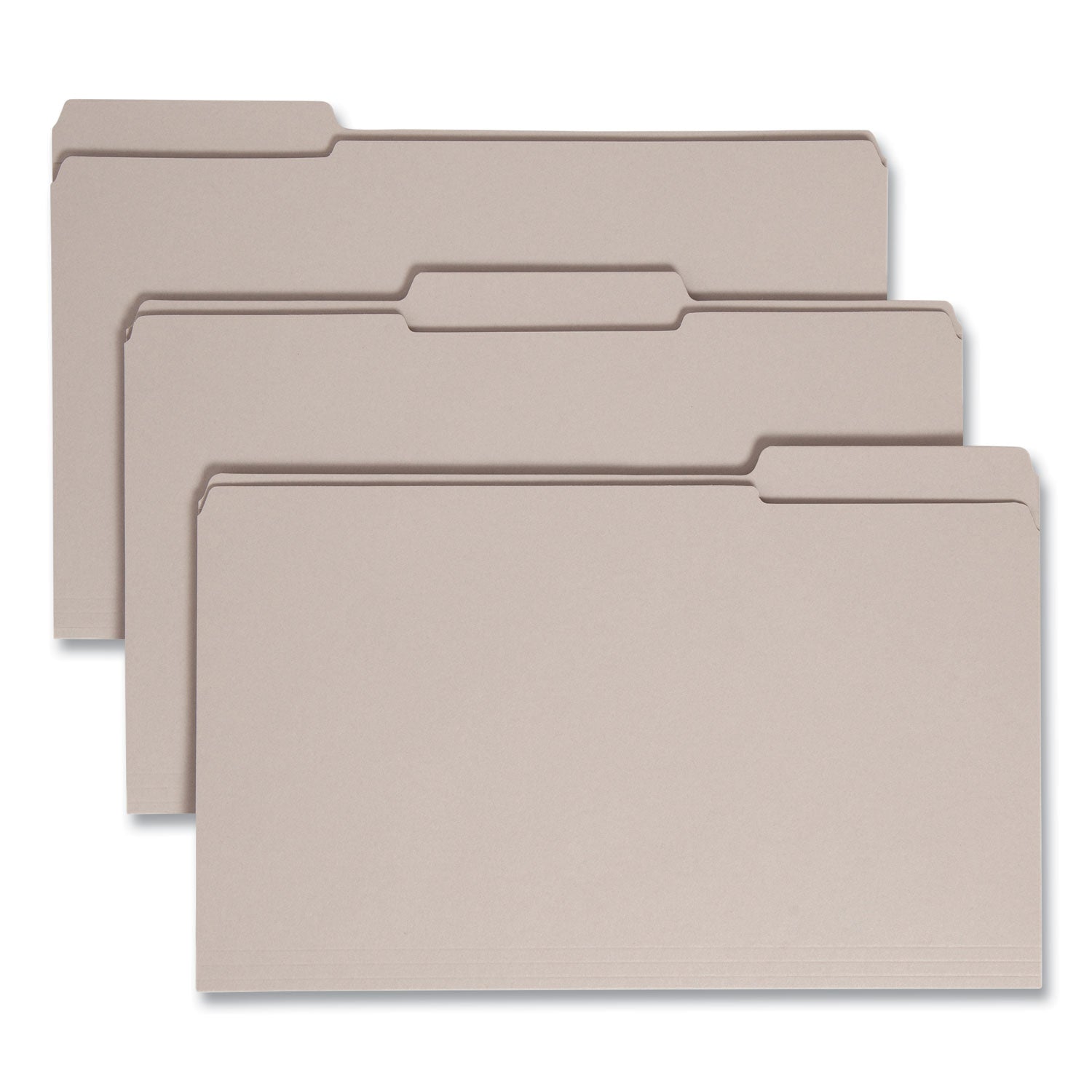 Reinforced Top Tab Colored File Folders, 1/3-Cut Tabs: Assorted, Legal Size, 0.75" Expansion, Gray, 100/Box -