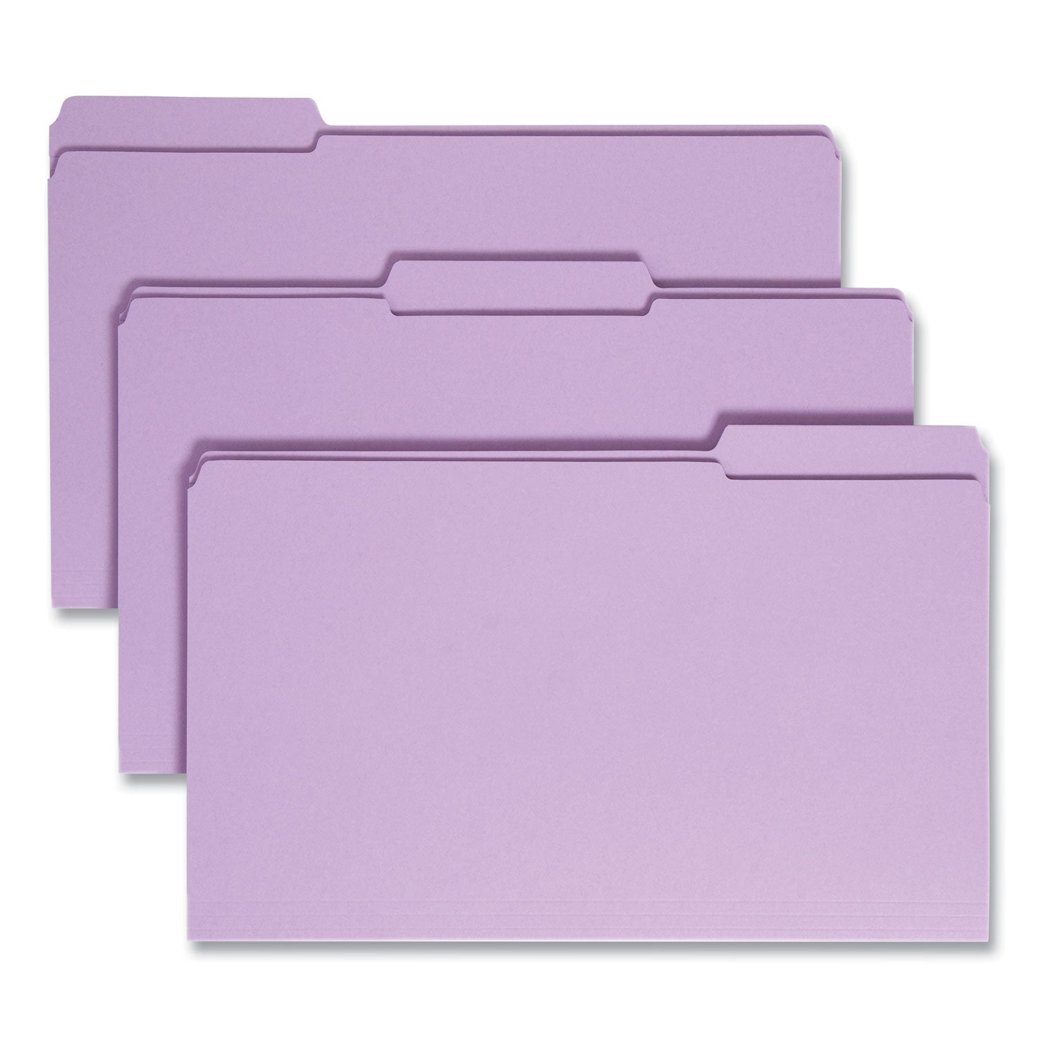 Reinforced Top Tab Colored File Folders, 1/3-Cut Tabs: Assorted, Legal Size, 0.75" Expansion, Lavender, 100/Box -