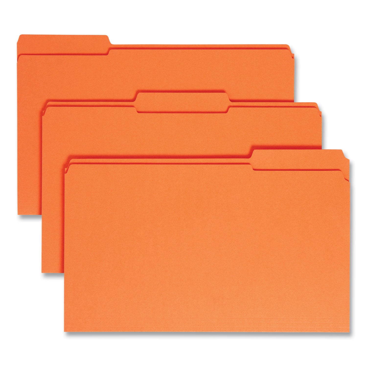 Reinforced Top Tab Colored File Folders, 1/3-Cut Tabs: Assorted, Legal Size, 0.75" Expansion, Orange, 100/Box -