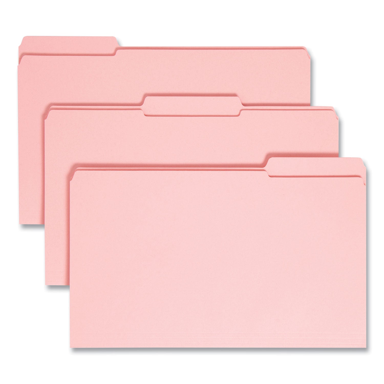 Reinforced Top Tab Colored File Folders, 1/3-Cut Tabs: Assorted, Legal Size, 0.75" Expansion, Pink, 100/Box -