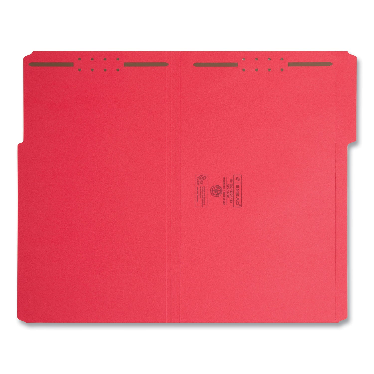 Top Tab Colored Fastener Folders, 0.75" Expansion, 2 Fasteners, Legal Size, Red Exterior, 50/Box -