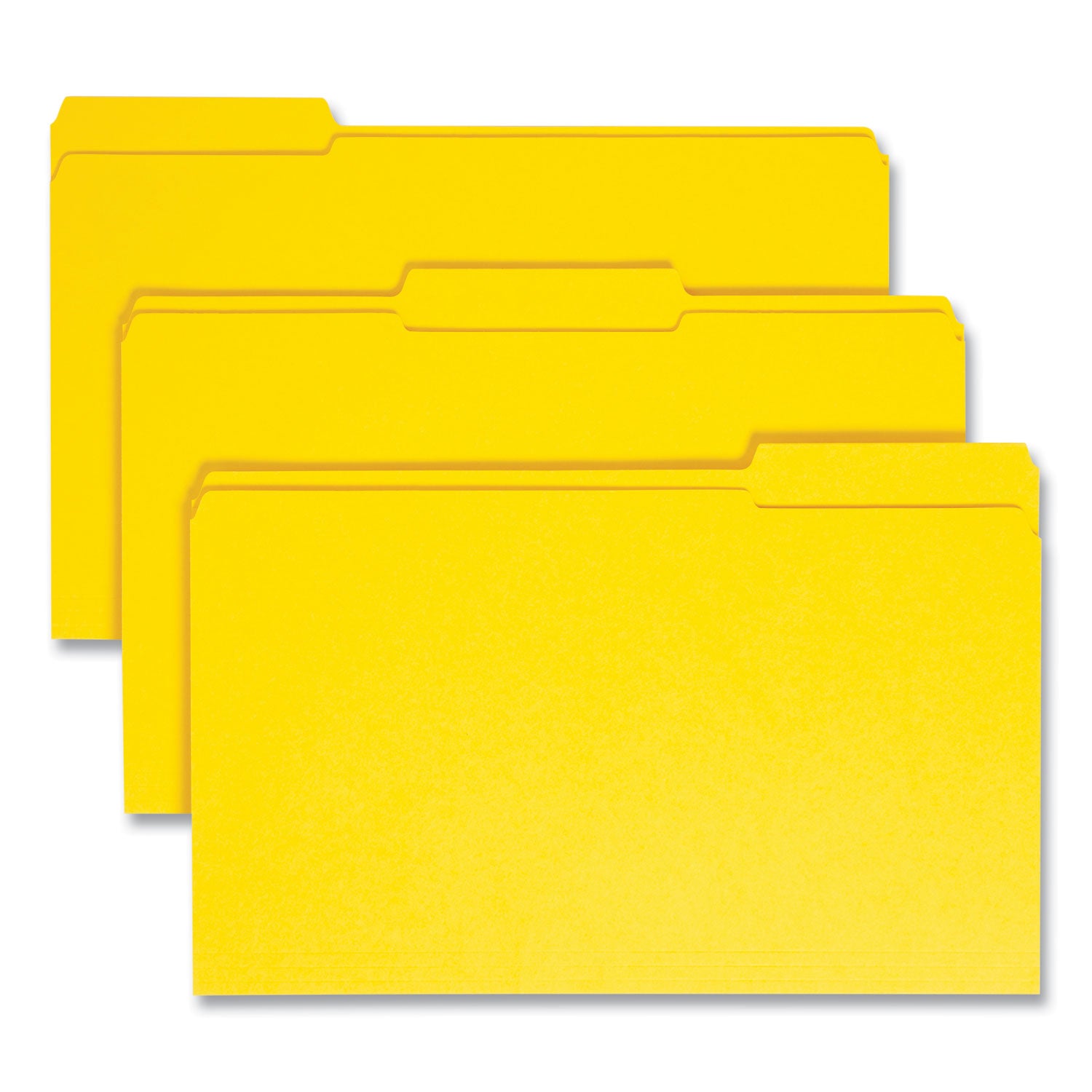 Reinforced Top Tab Colored File Folders, 1/3-Cut Tabs: Assorted, Legal Size, 0.75" Expansion, Yellow, 100/Box -
