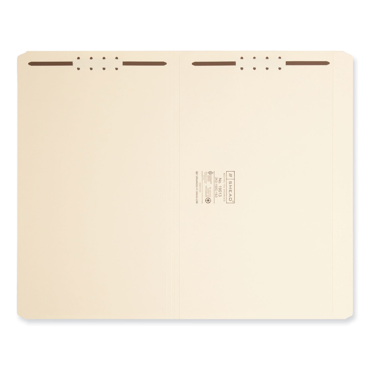 Top Tab Fastener Folders, Straight Tabs, 0.75" Expansion, 2 Fasteners, Legal Size, Manila Exterior, 50/Box -