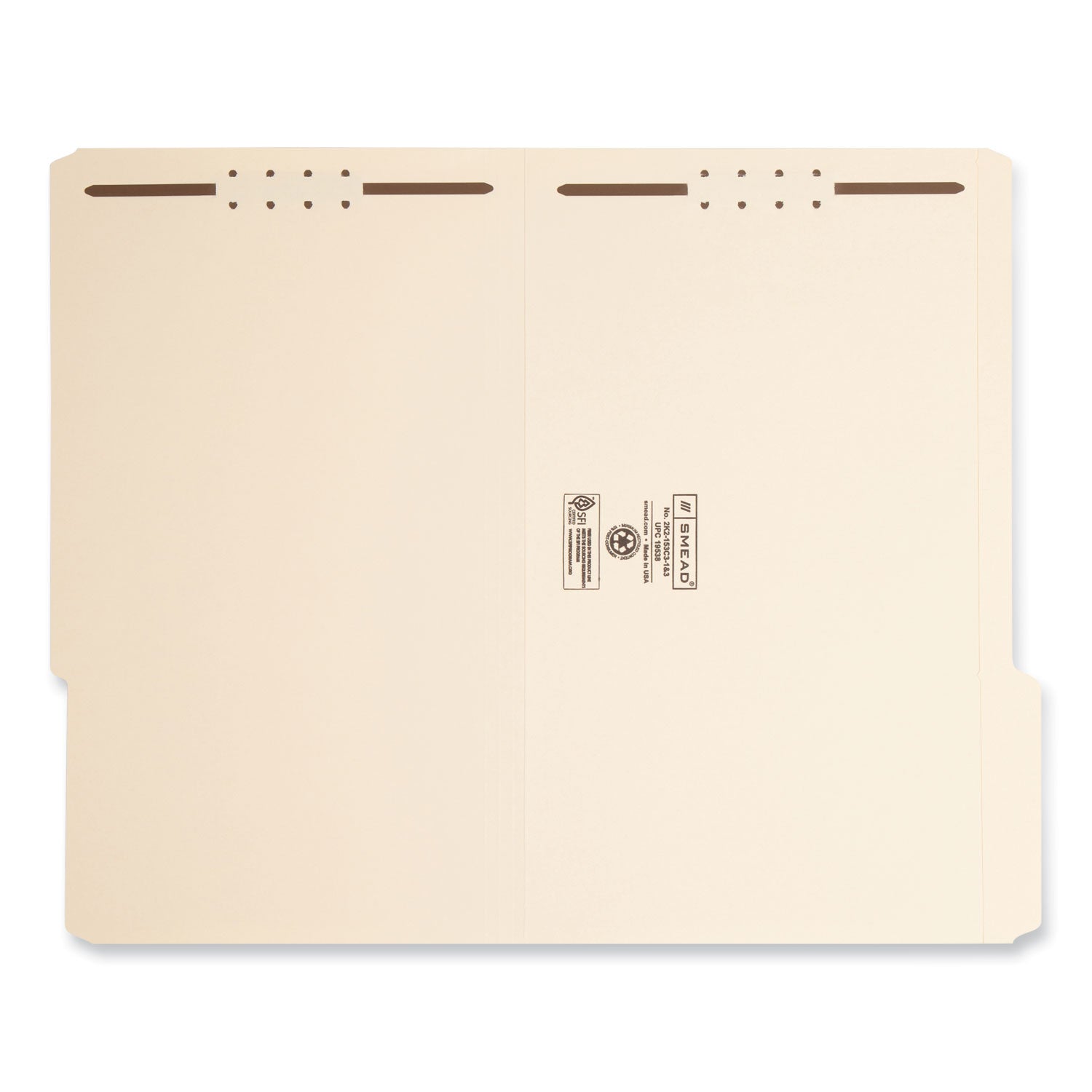Top Tab Fastener Folders, 1/3-Cut Tabs: Right, 0.75" Expansion, 2 Fasteners, Legal Size, Manila Exterior, 50/Box -