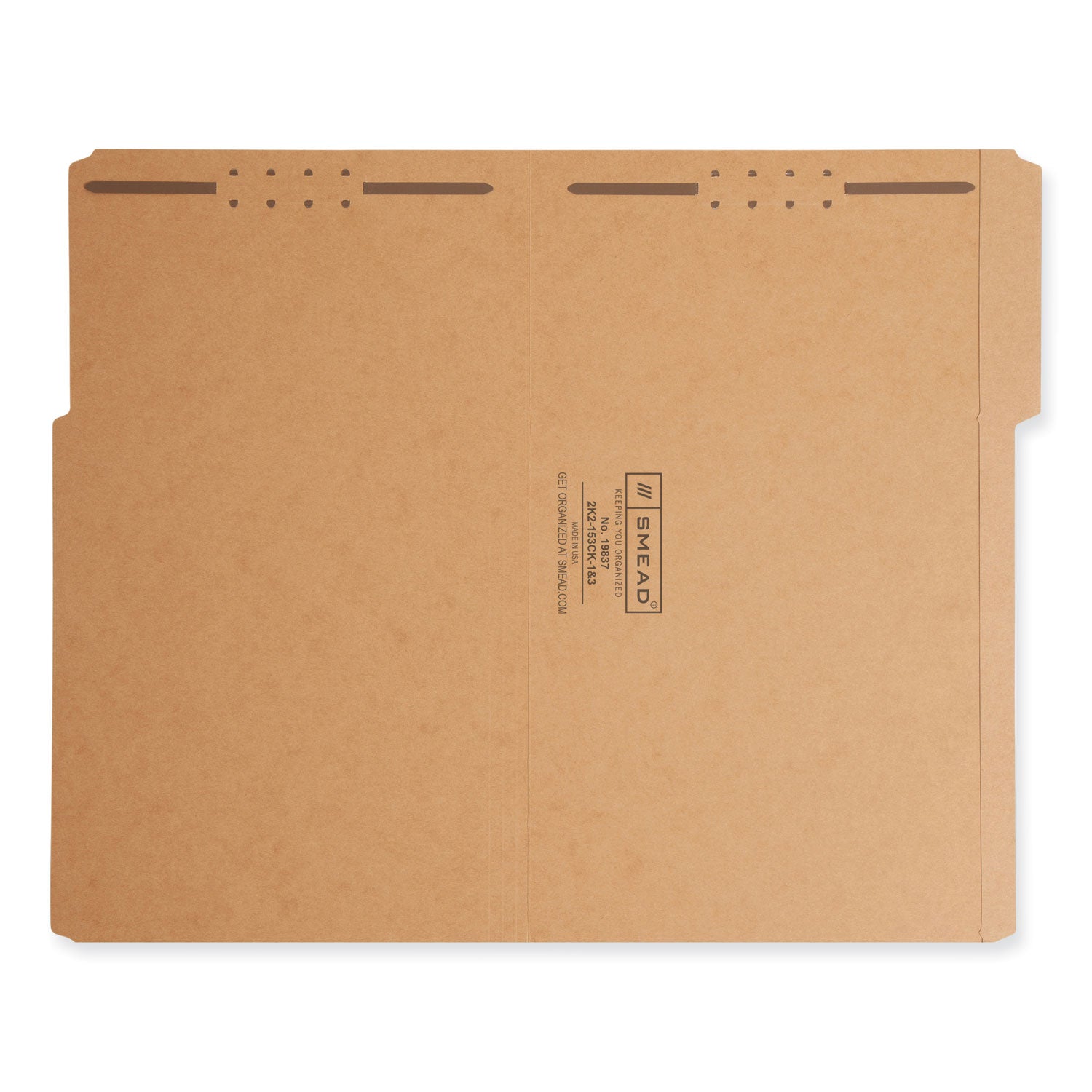Top Tab Fastener Folders, 1/3-Cut Tabs: Assorted, 0.75" Expansion, 2 Fasteners, Legal Size, Kraft Exterior, 50/Box -
