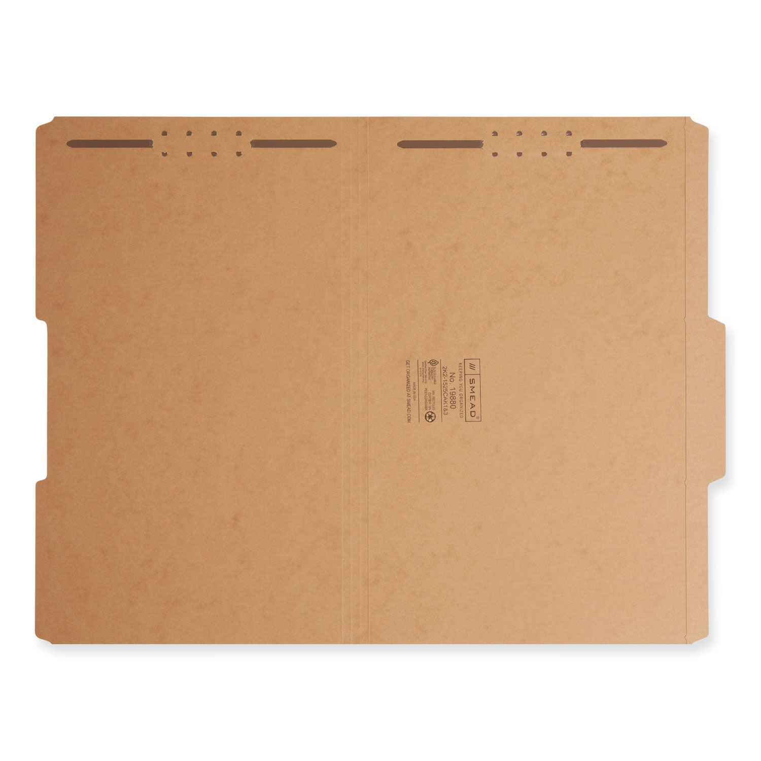 Top Tab Fastener Folders, Guide-Height 2/5-Cut Tabs, 0.75" Expansion, 2 Fasteners, Legal Size, 11-pt Kraft, 50/Box -