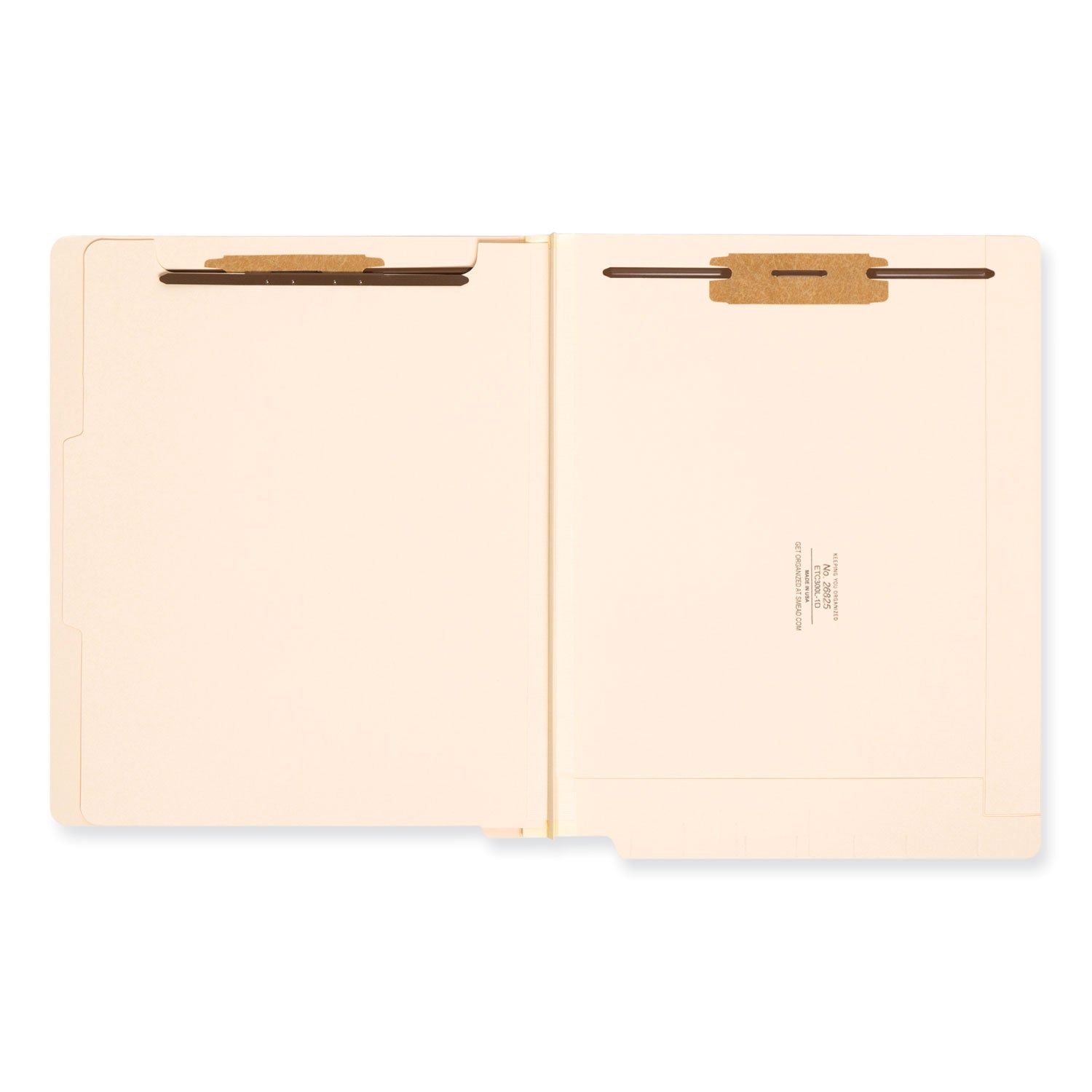Manila End Tab Classification Folders, 2" Expansion, 1 Divider, 4 Fasteners, Letter Size, Manila Exterior, 10/Box -