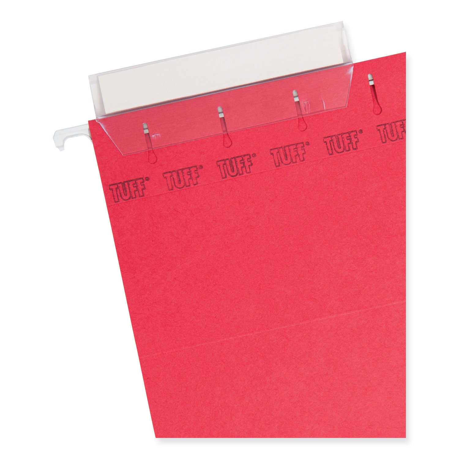 TUFF Hanging Folders with Easy Slide Tab, Letter Size, 1/3-Cut Tabs, Red, 18/Box -